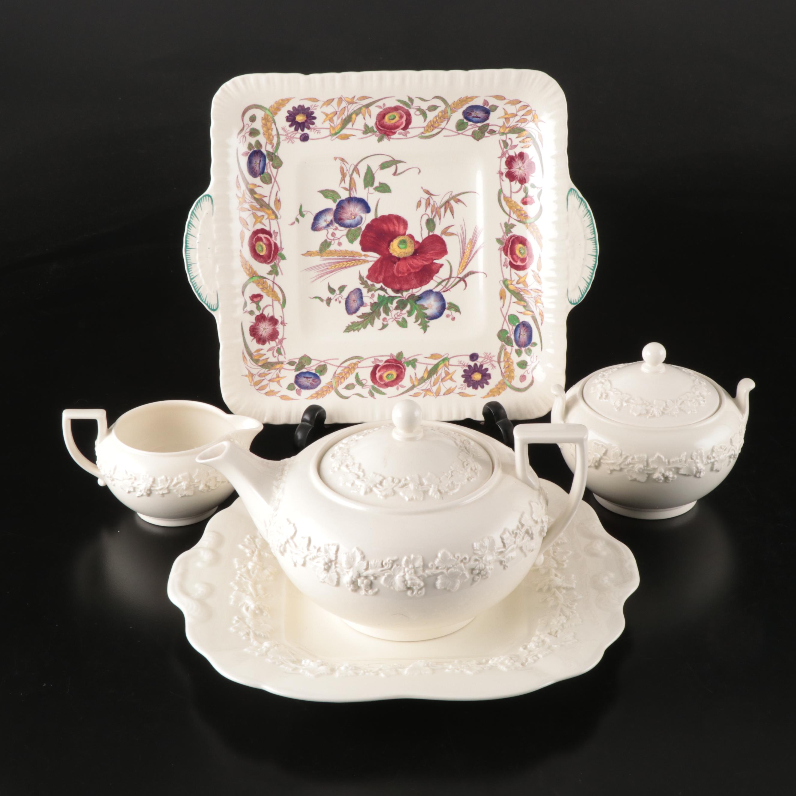 Wedgwood "Cream Color on Cream Color" Ceramic Teapot and More