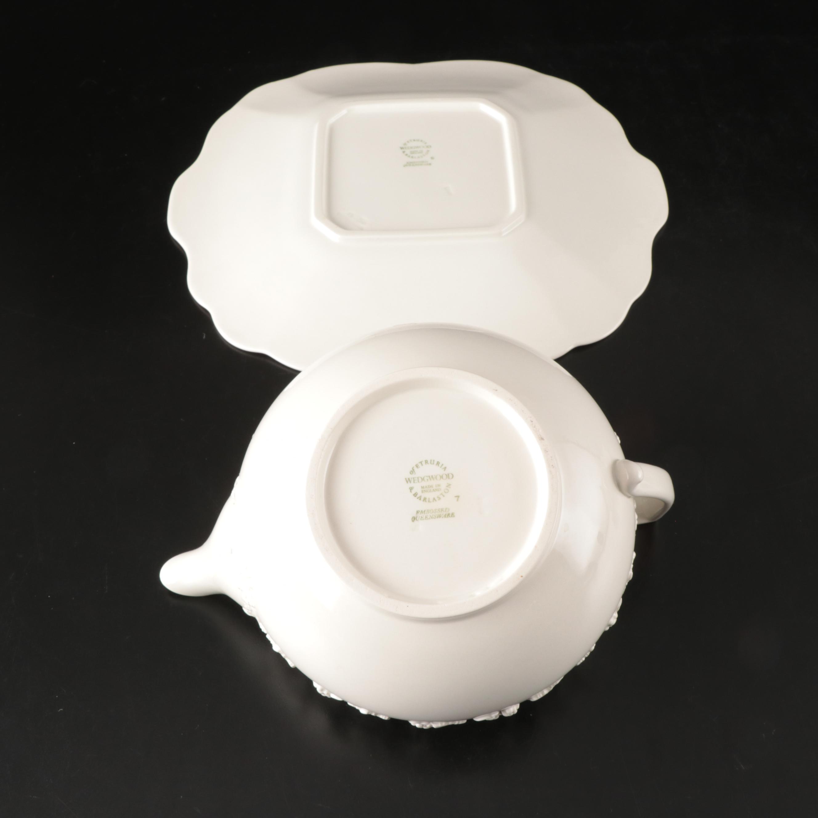 Wedgwood "Cream Color on Cream Color" Ceramic Teapot and More