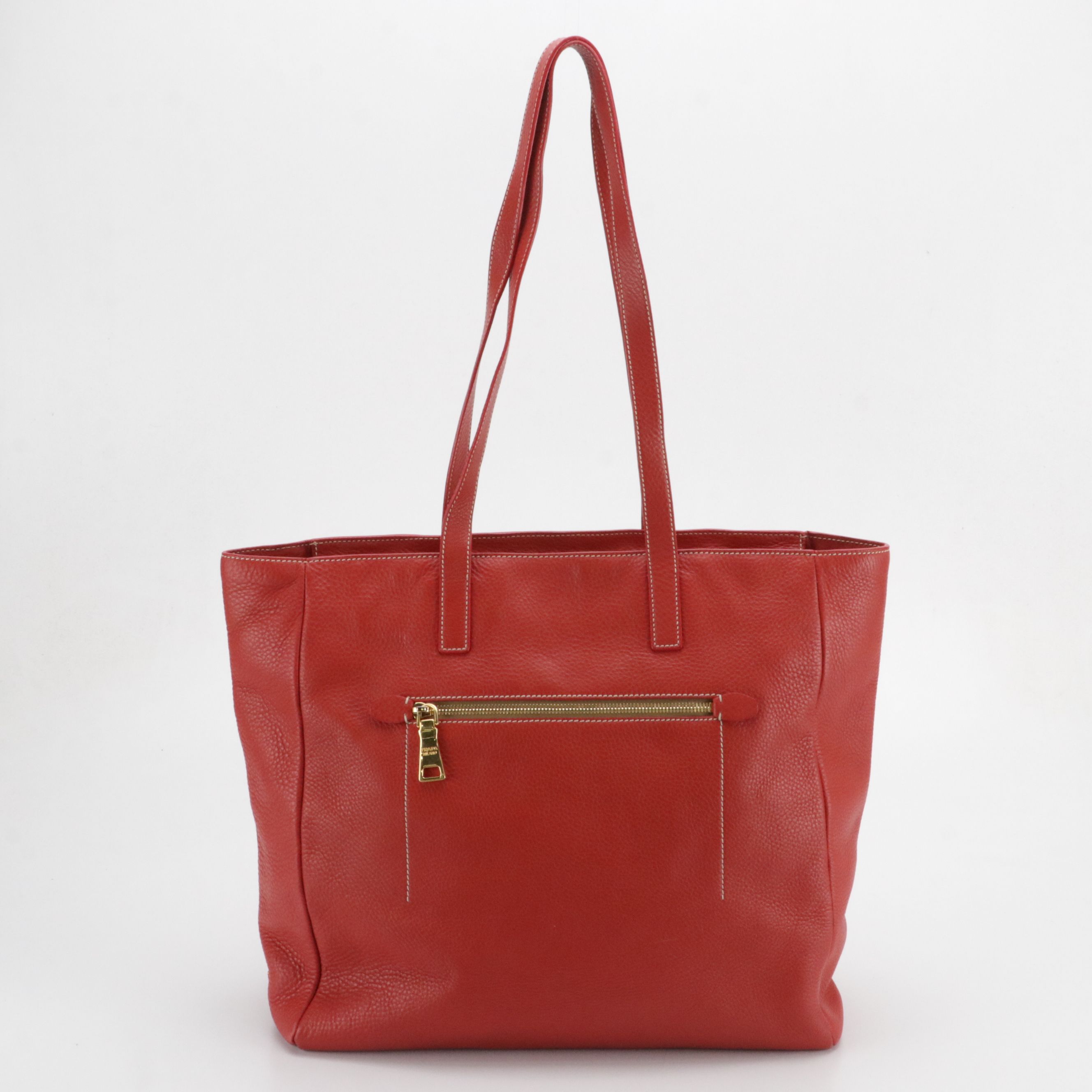 Prada Large Zippered Shoulder Tote in Red Vitello Daino Leather