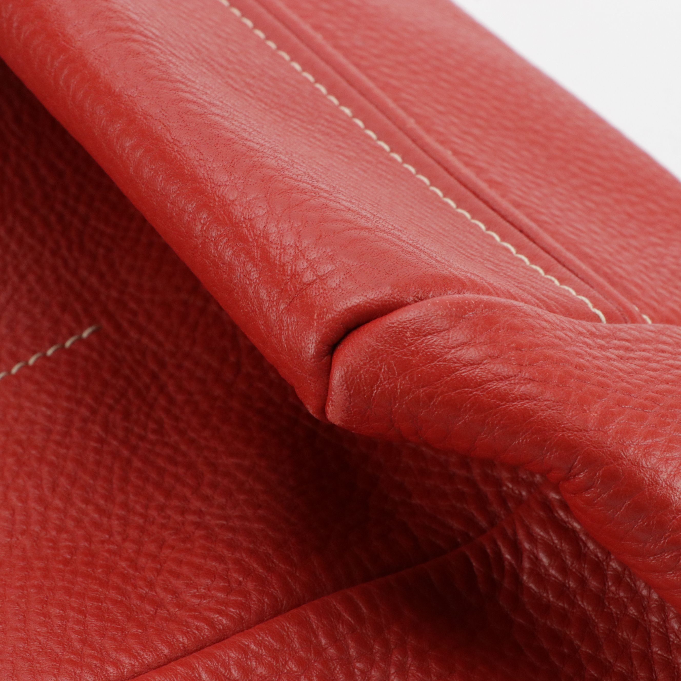 Prada Large Zippered Shoulder Tote in Red Vitello Daino Leather