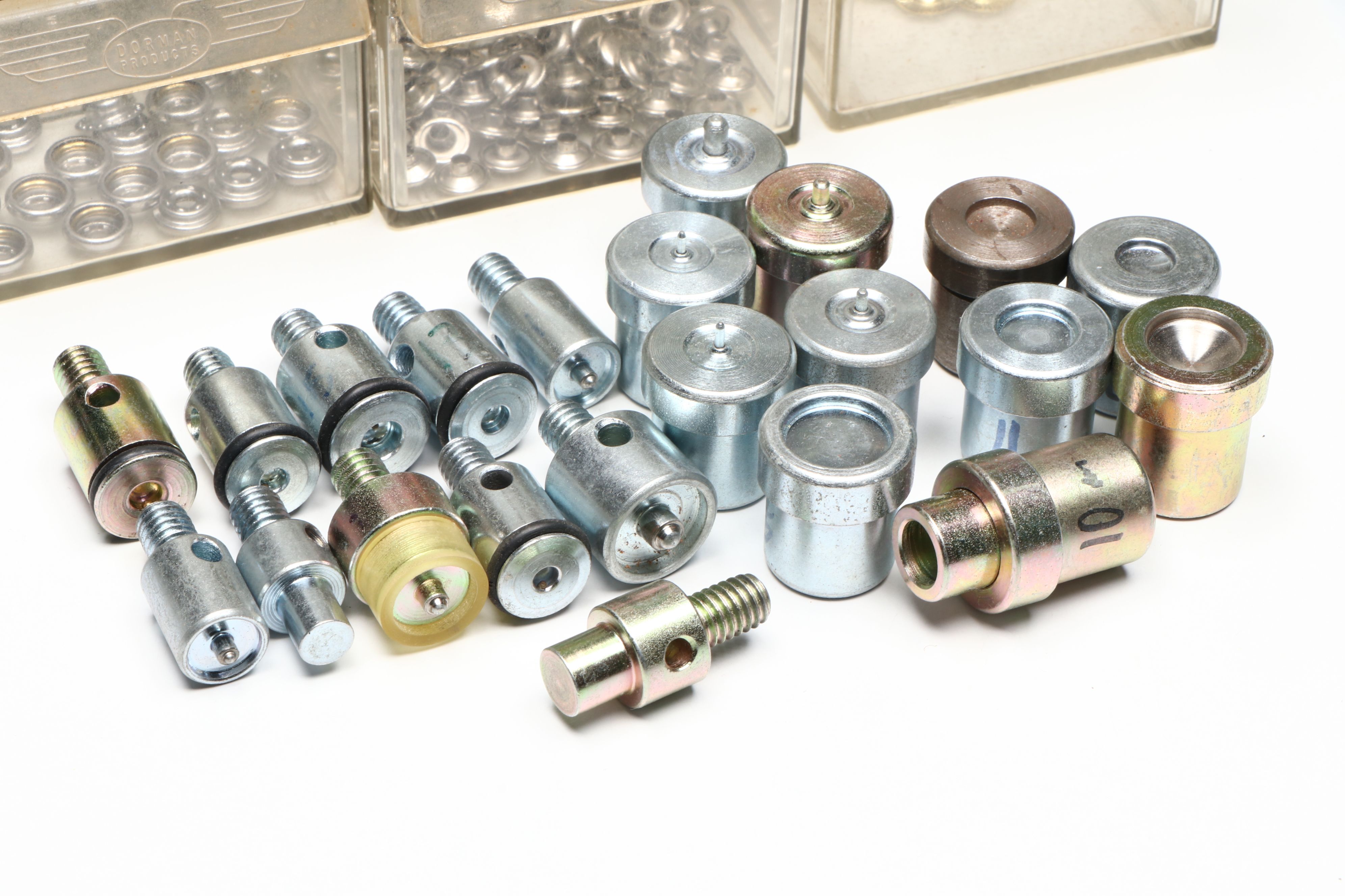 Cast Iron Hand Rivet Press with Grommets, Rivets and Snaps in Organizer