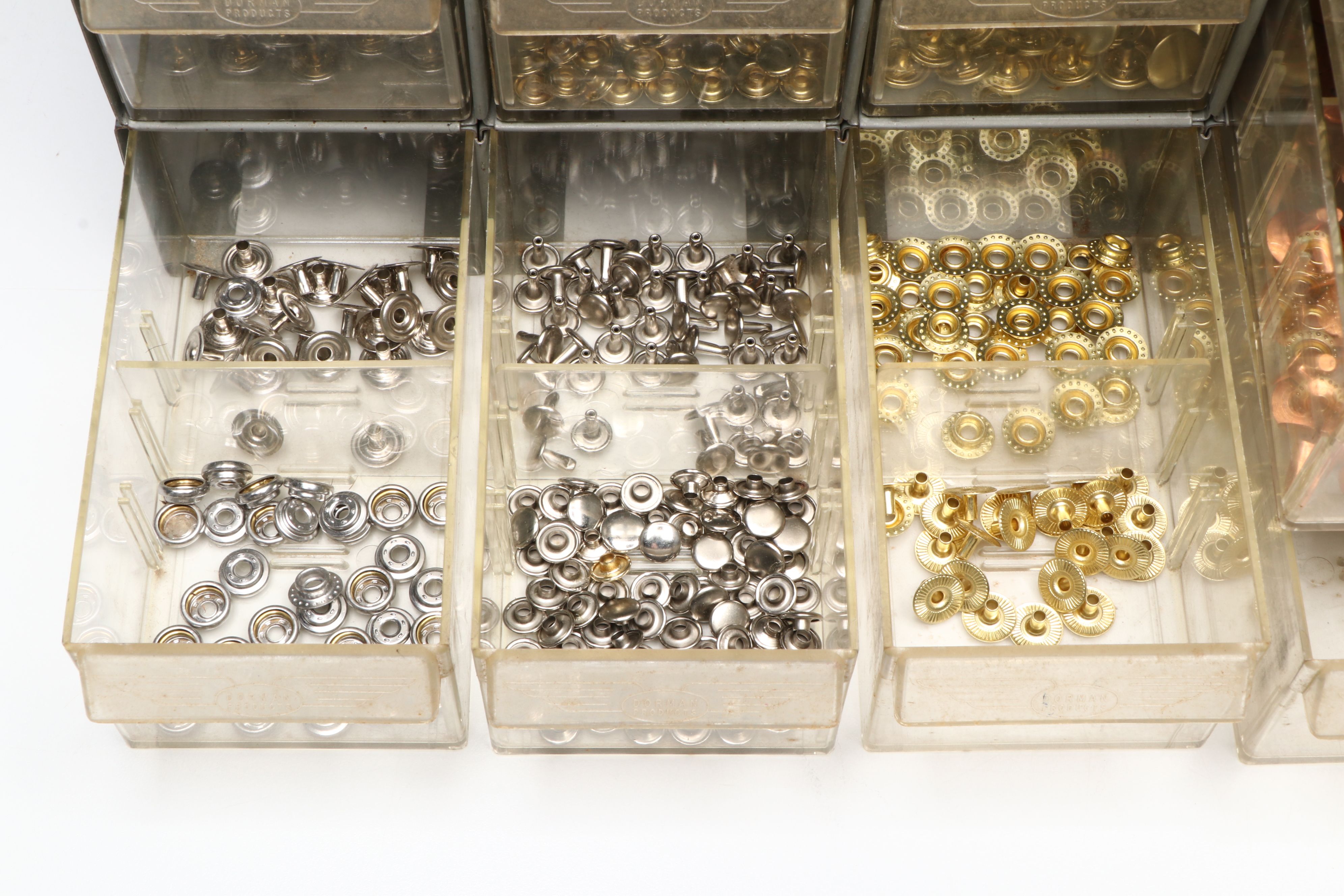 Cast Iron Hand Rivet Press with Grommets, Rivets and Snaps in Organizer