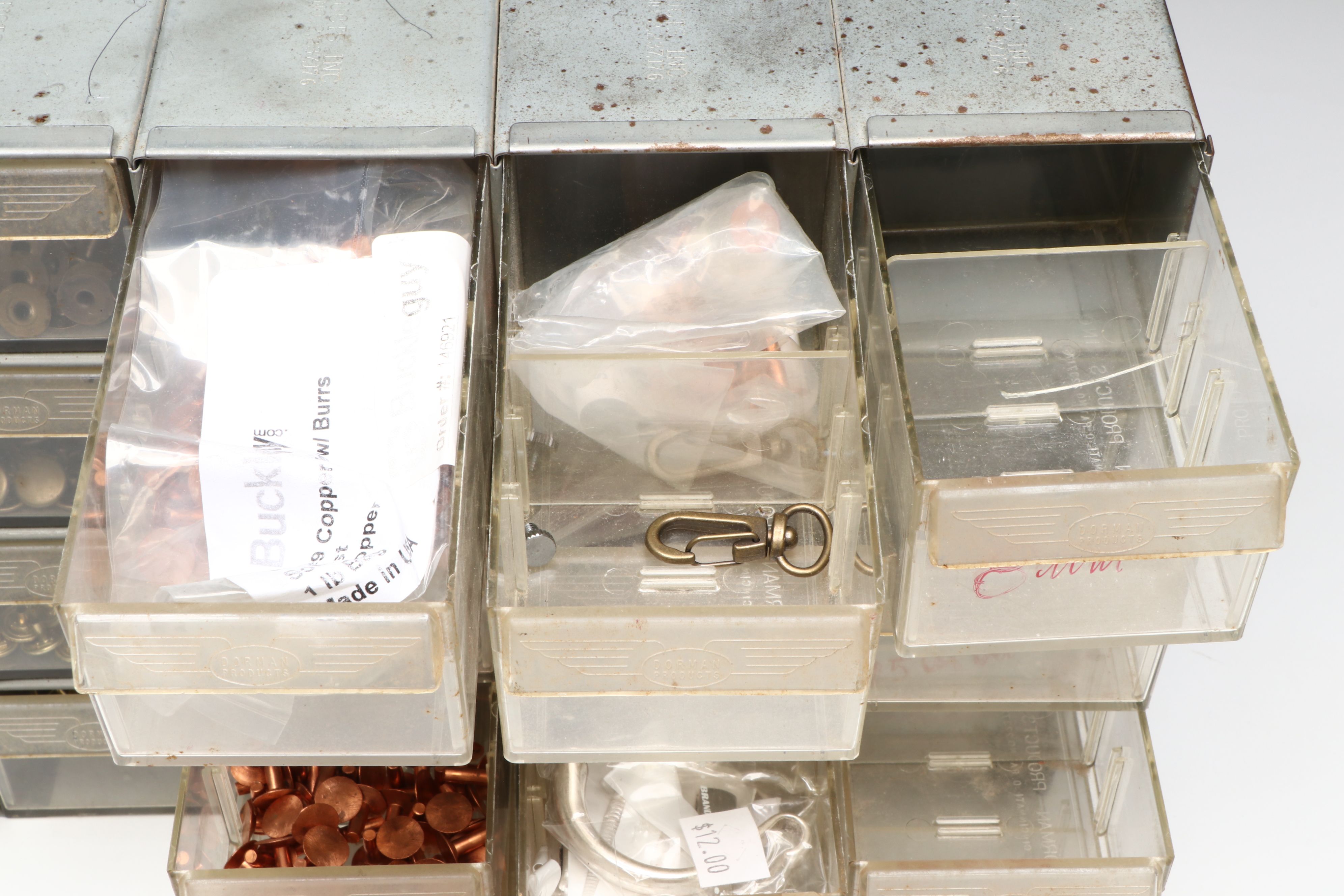 Cast Iron Hand Rivet Press with Grommets, Rivets and Snaps in Organizer