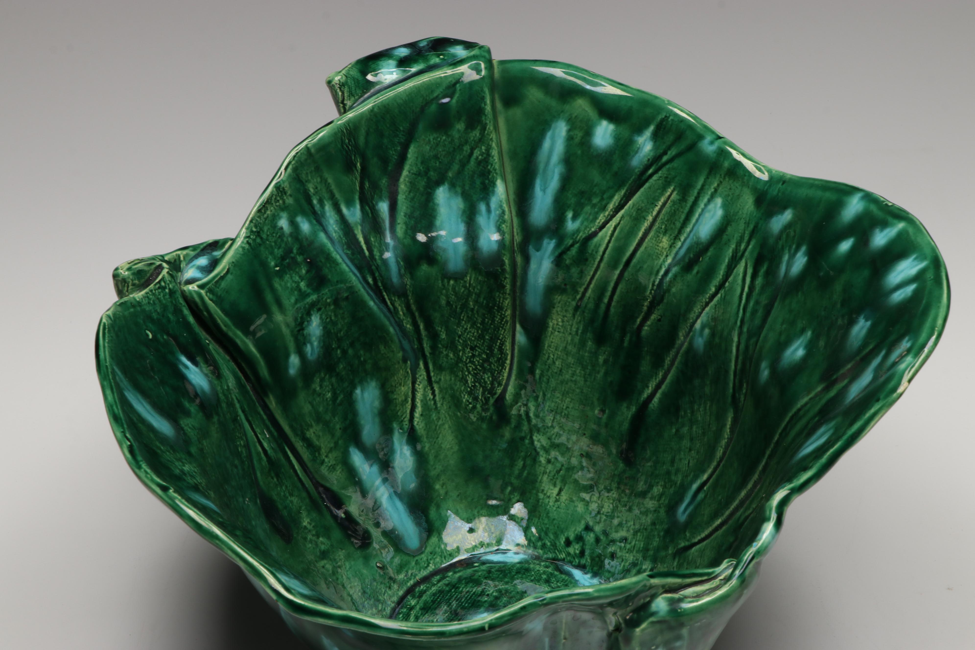 Studio Art Pottery Cabbage Leaf Bowl