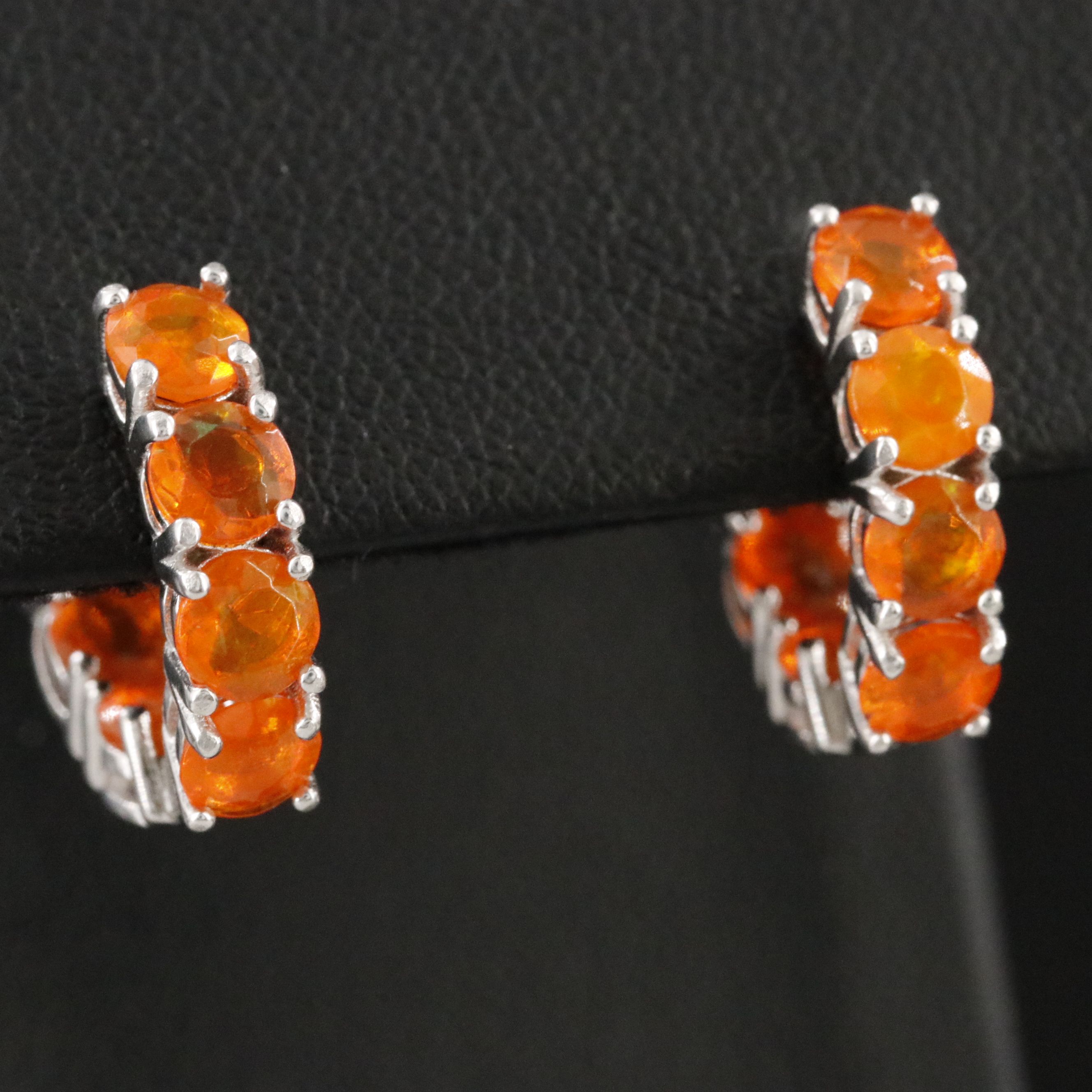 Sterling Fire Opal Inside-Out Hoop Earrings