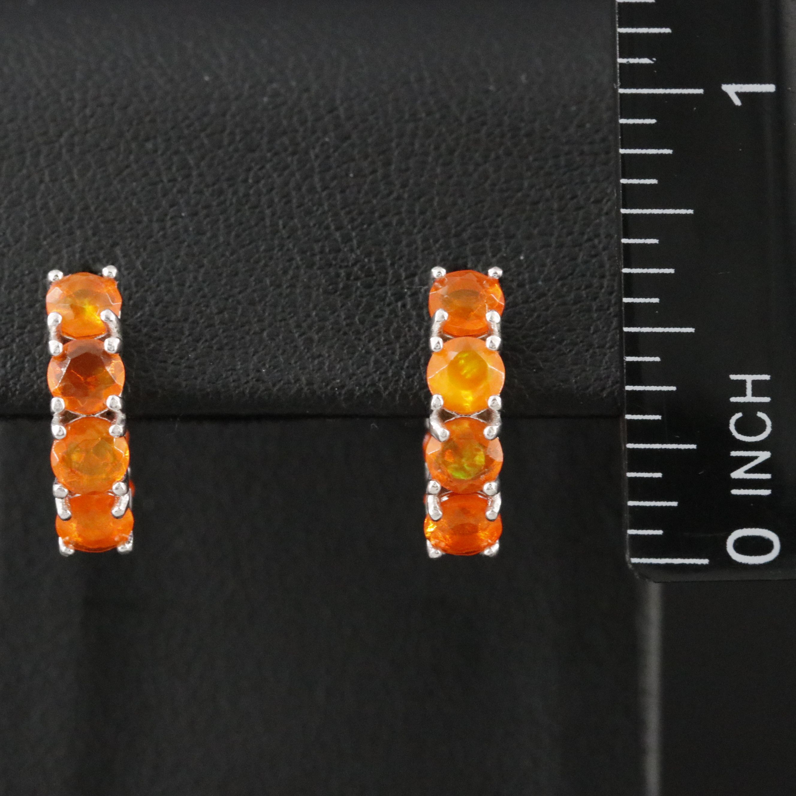 Sterling Fire Opal Inside-Out Hoop Earrings