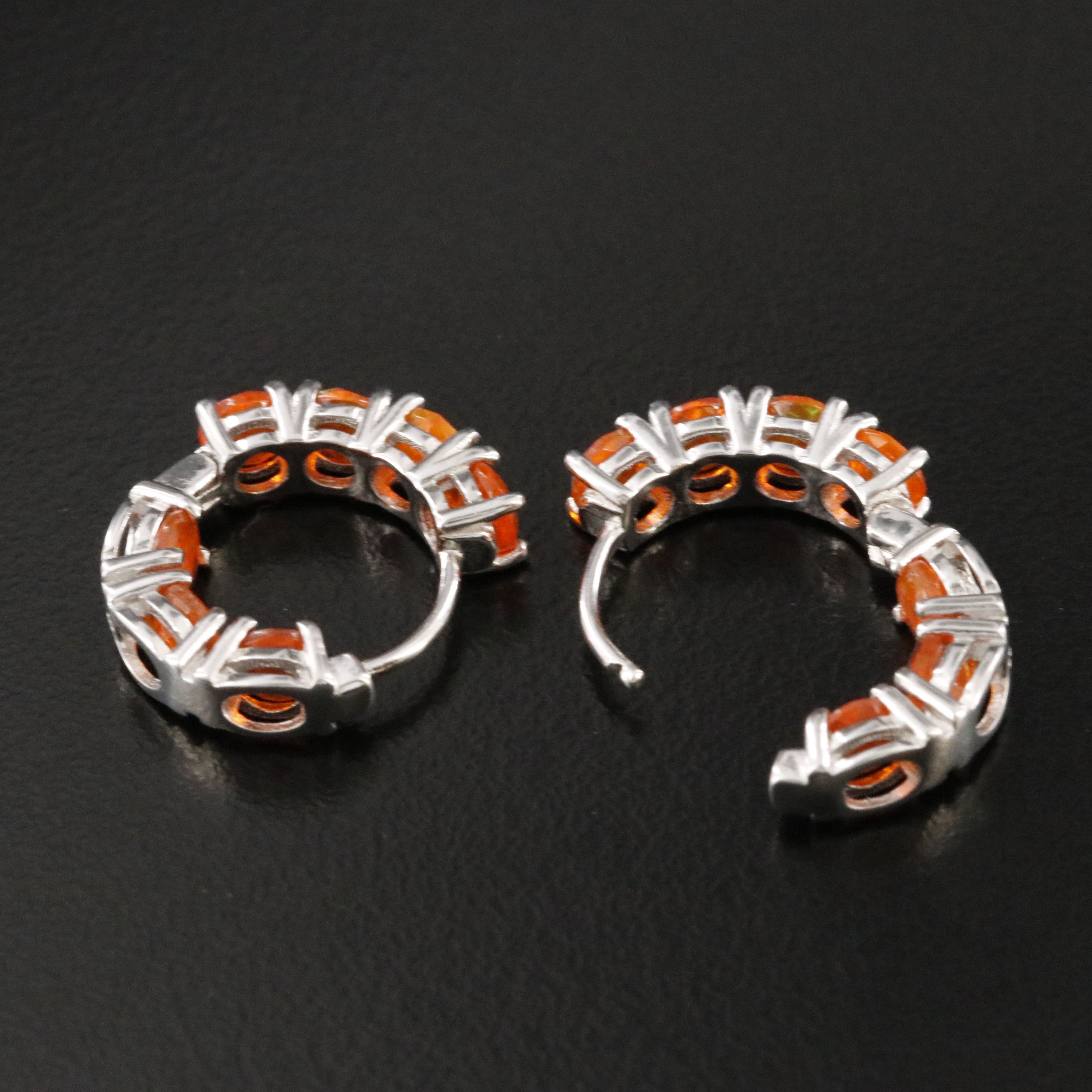 Sterling Fire Opal Inside-Out Hoop Earrings