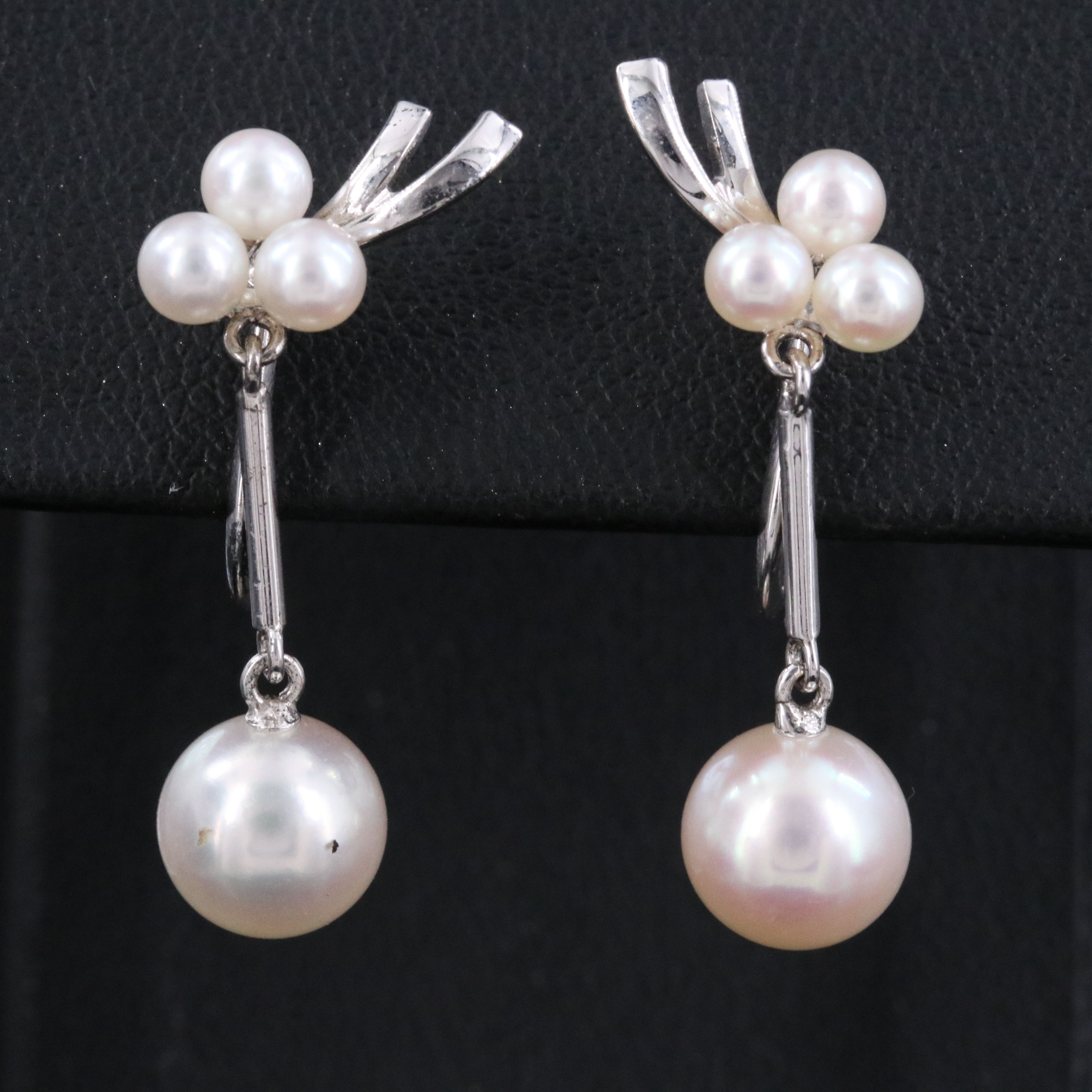 Mikimoto Sterling Pearl Drop Screwback Earrings