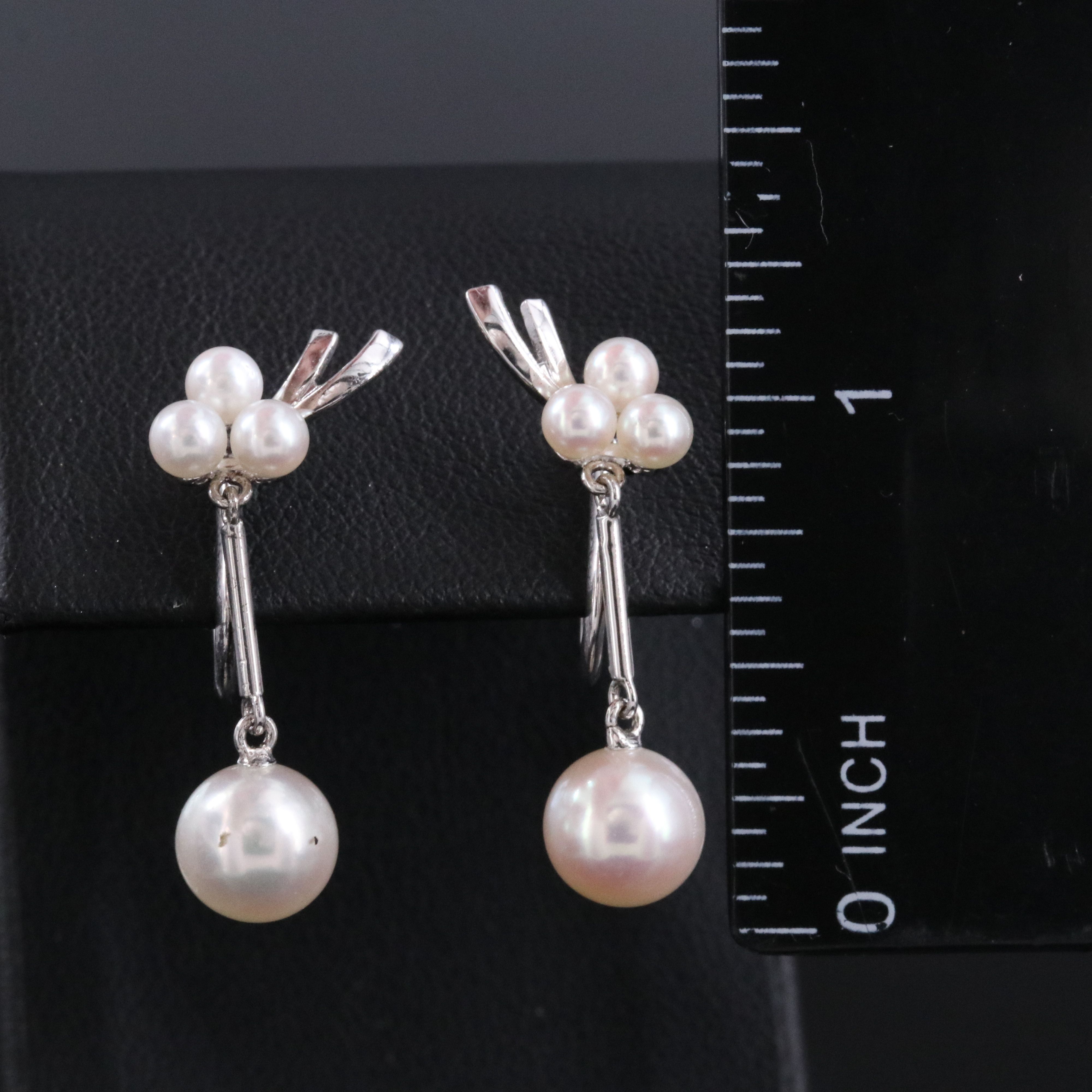 Mikimoto Sterling Pearl Drop Screwback Earrings