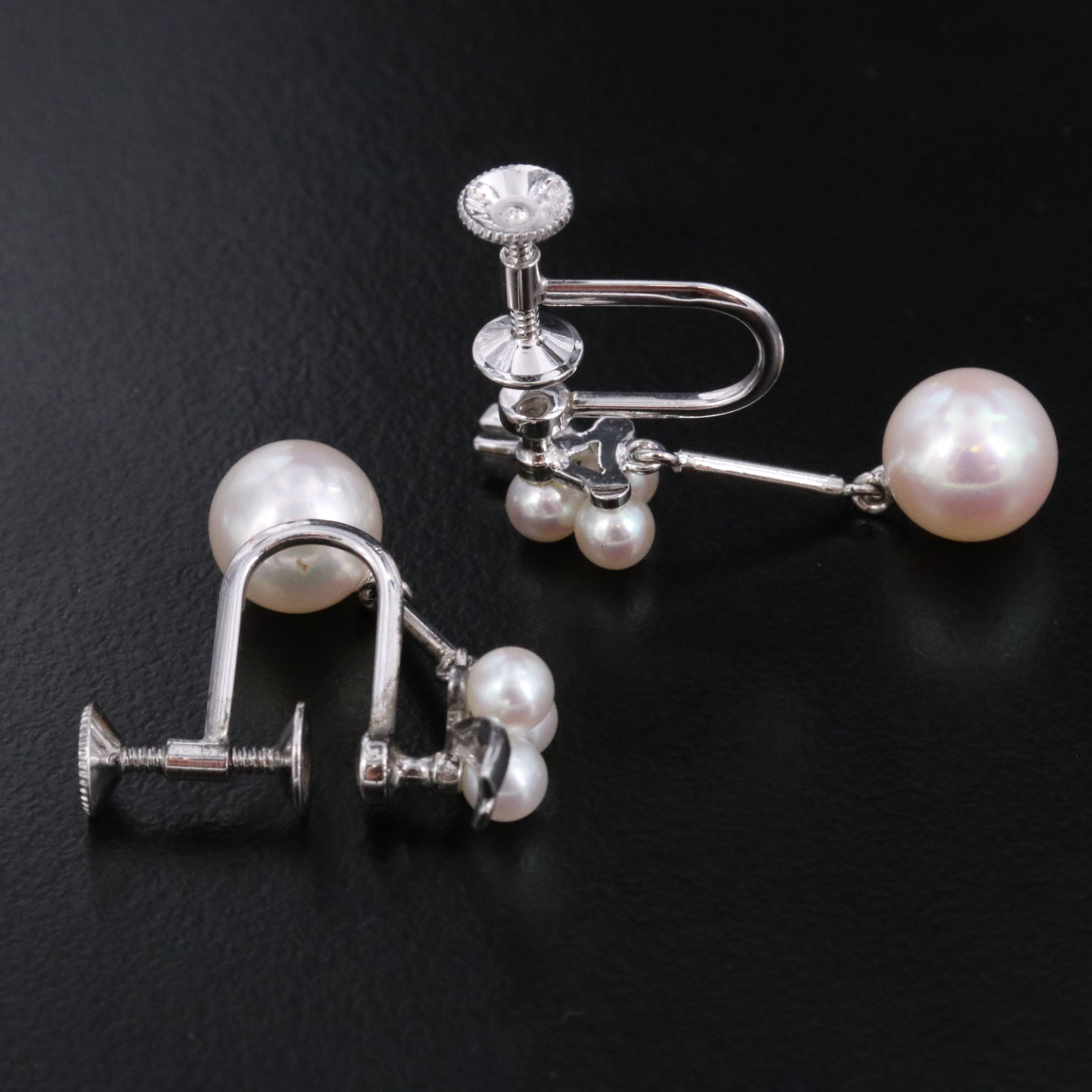 Mikimoto Sterling Pearl Drop Screwback Earrings