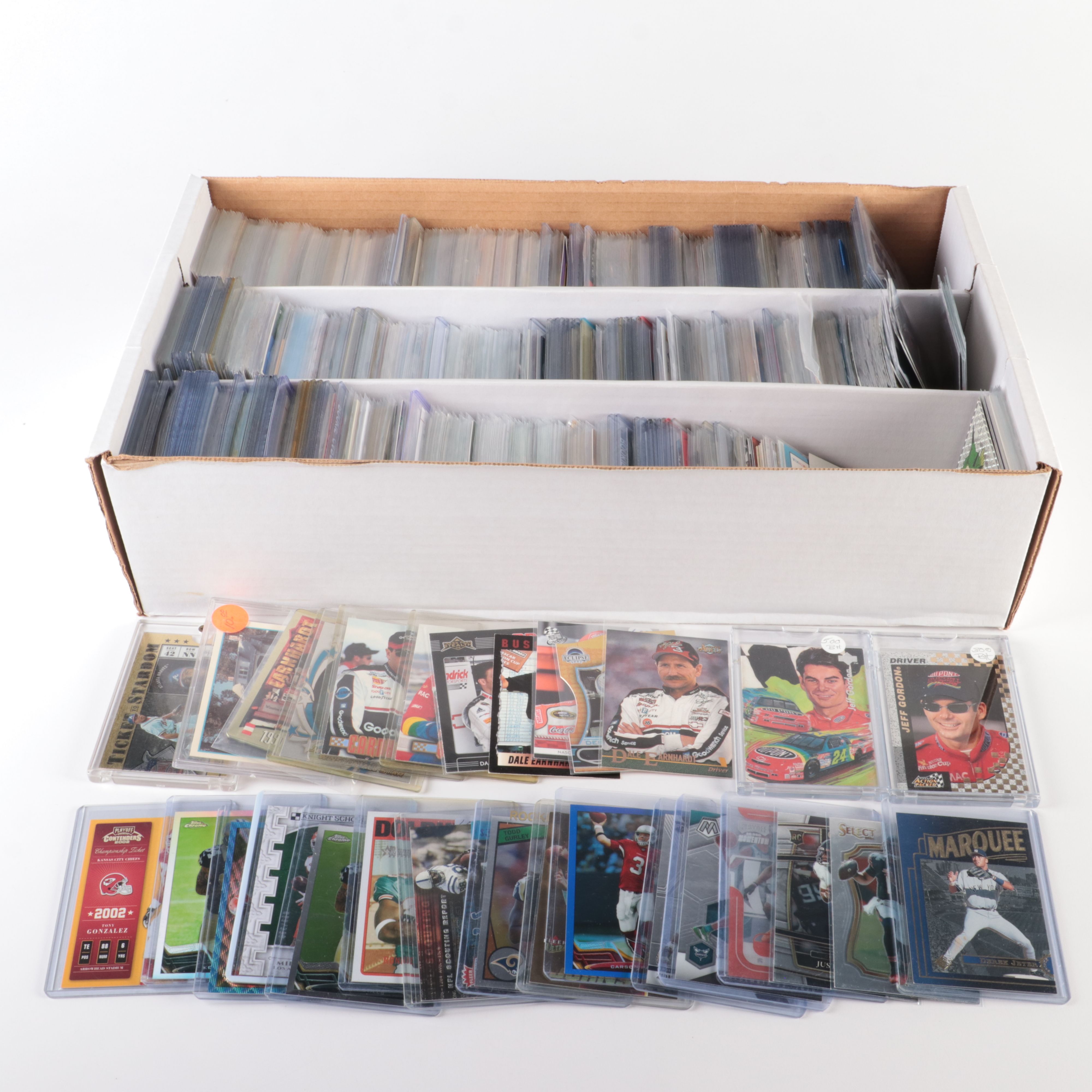 Collection of Football, Baseball, Basketball, and Racing Trading Cards