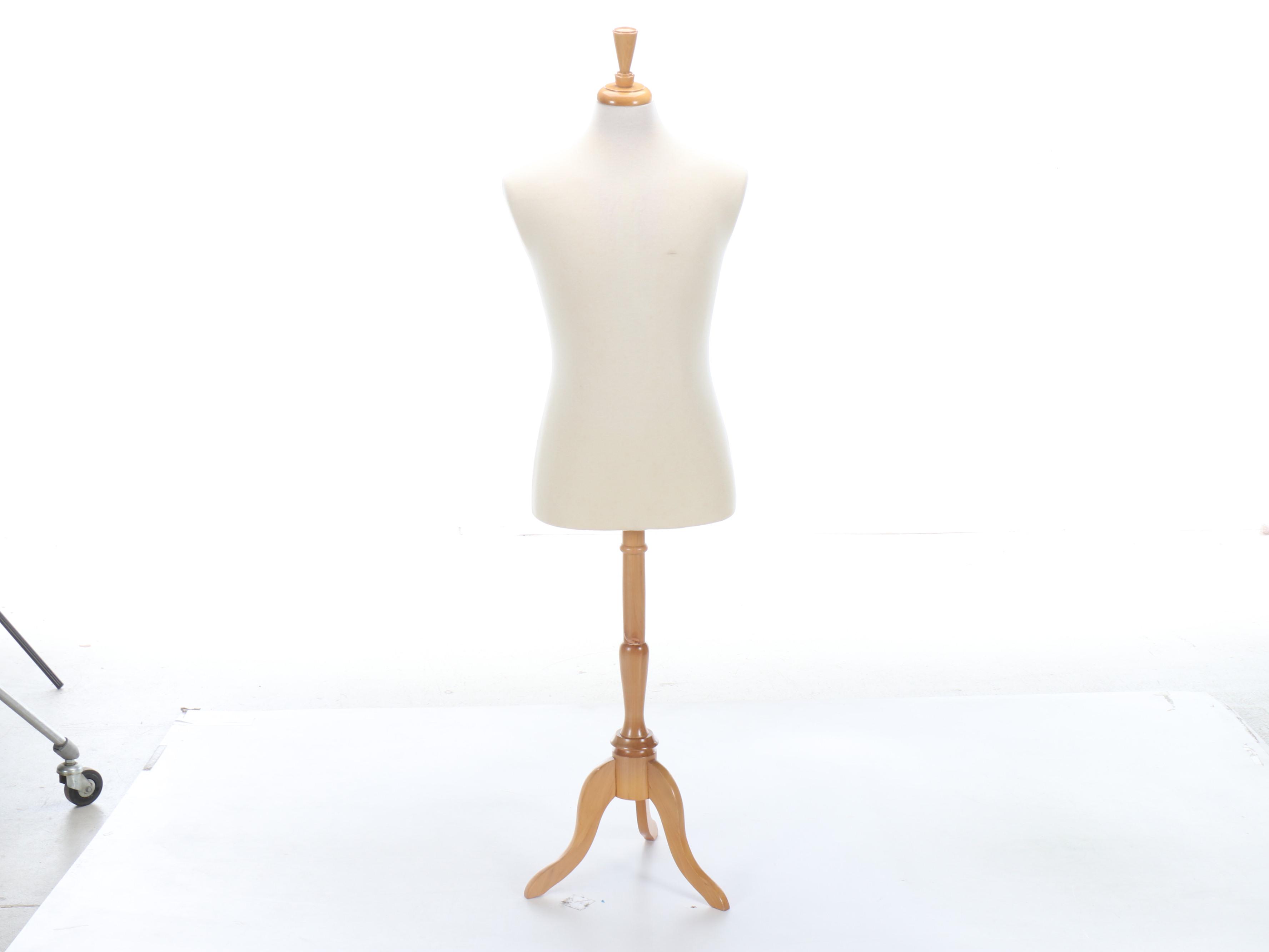 Soft Male Torso Mannequin on Adjustable Wood Stand