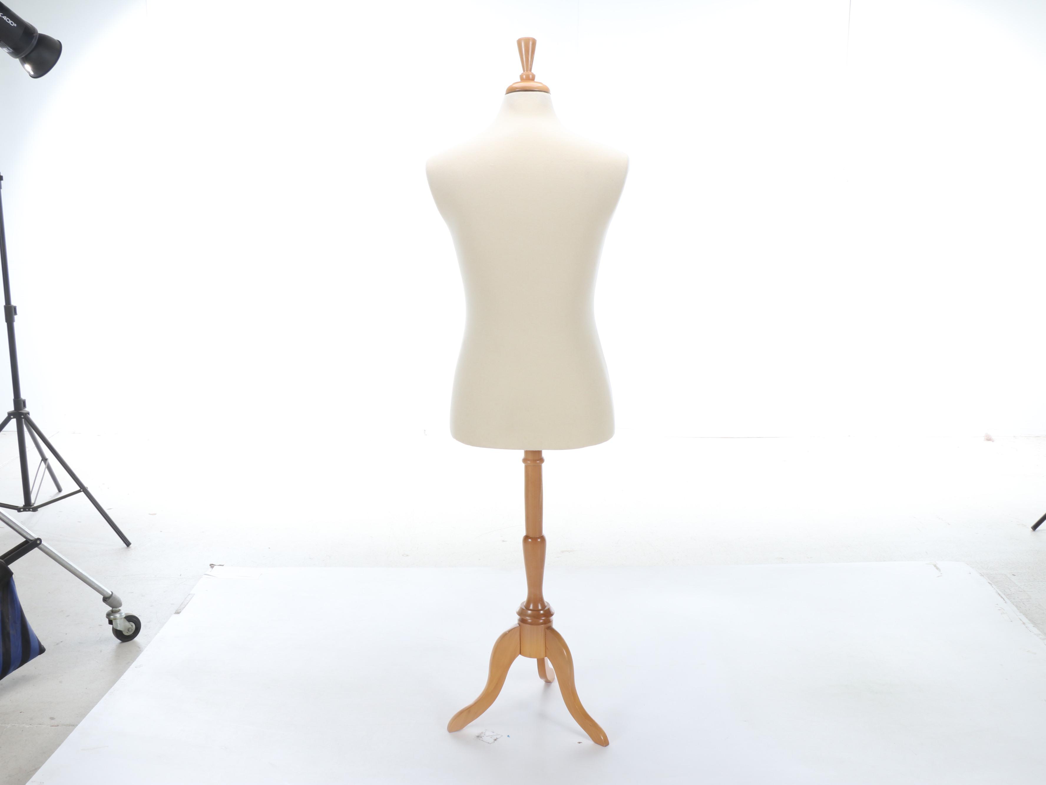 Soft Male Torso Mannequin on Adjustable Wood Stand
