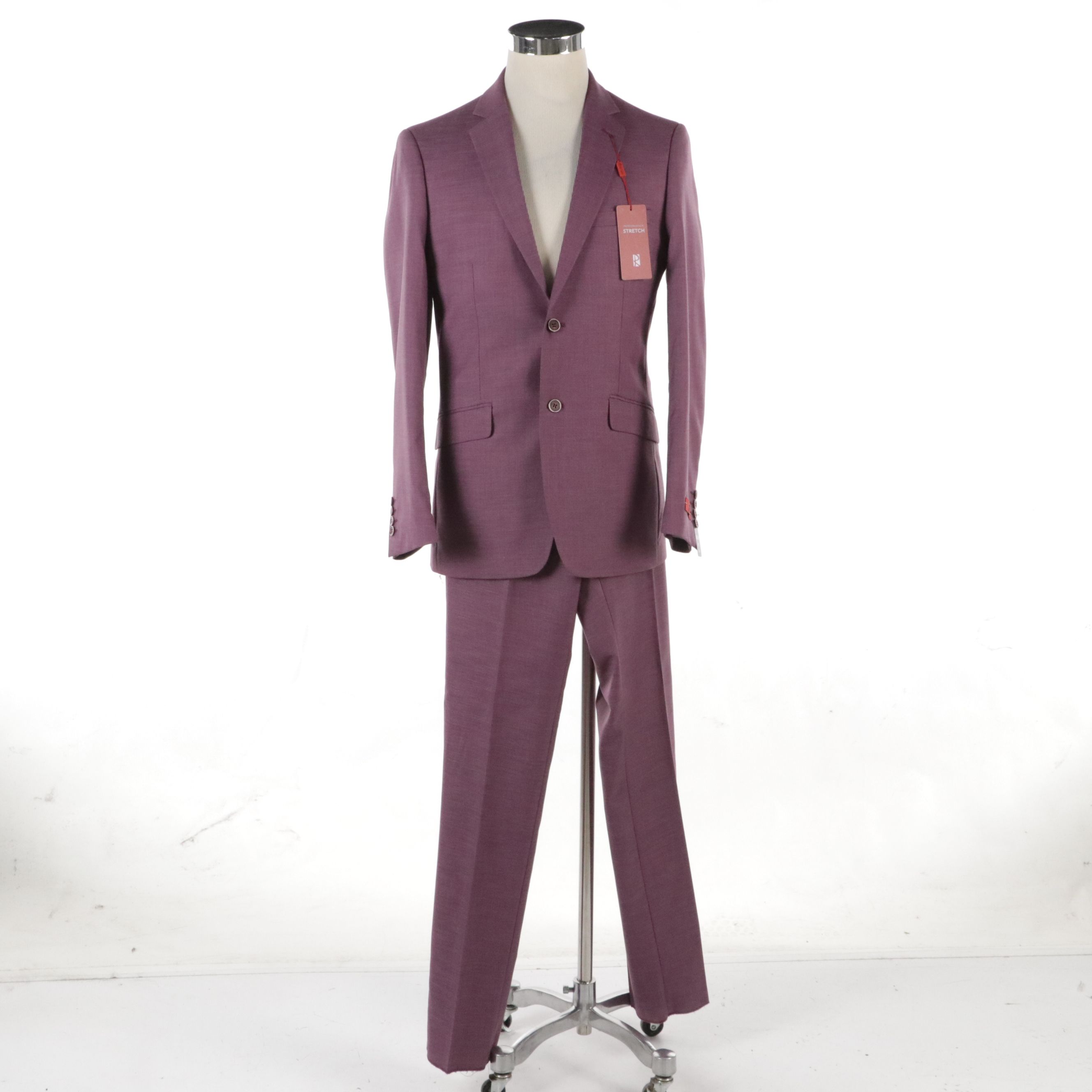 Men's Renoir Violet Polyester Blend Suit, With Tags