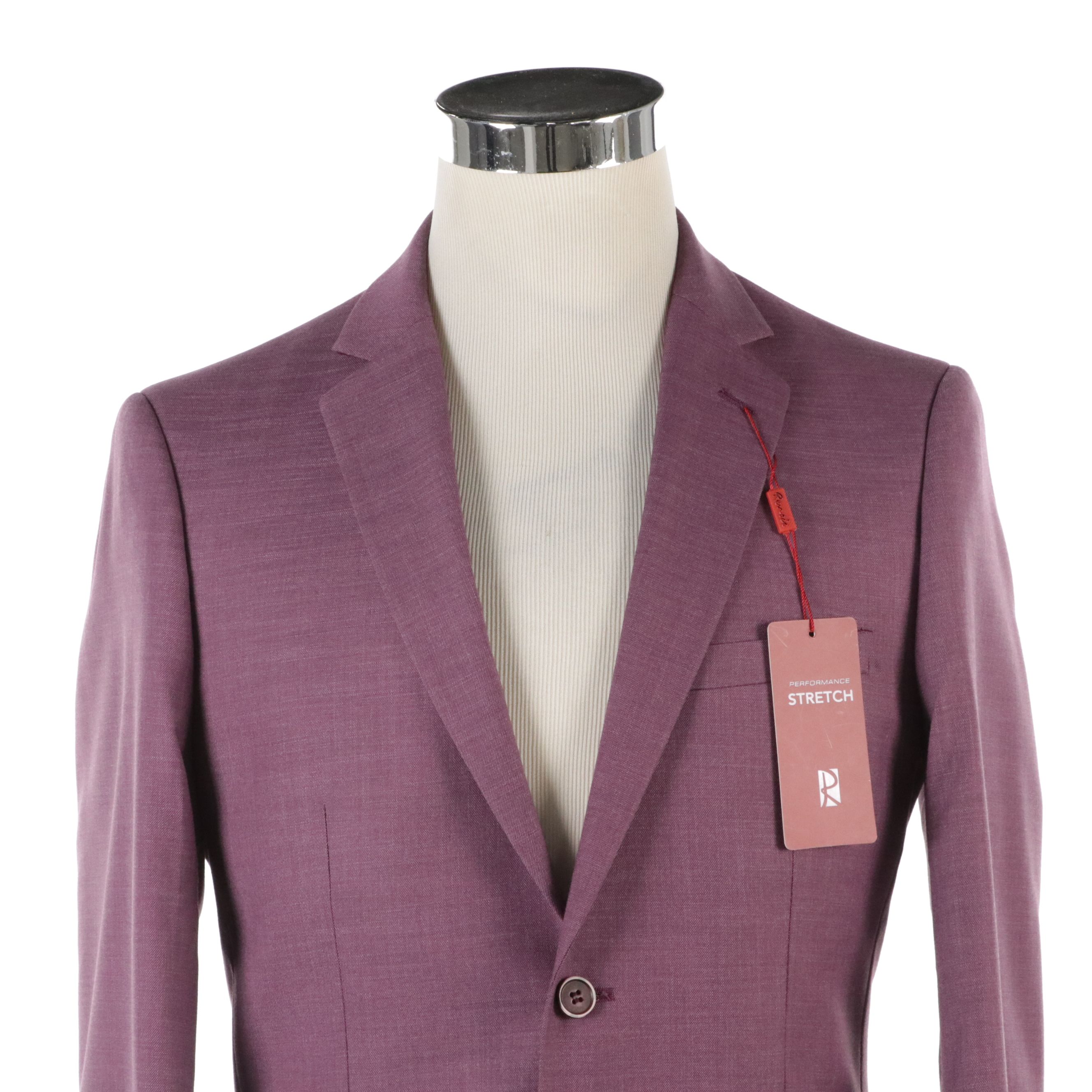 Men's Renoir Violet Polyester Blend Suit, With Tags