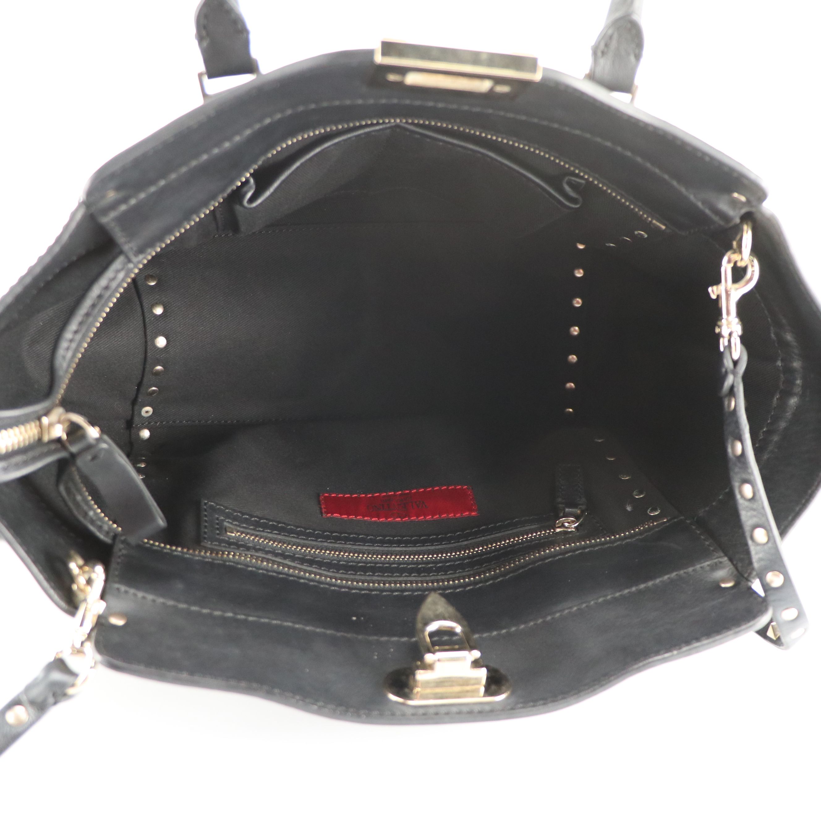 Valentino Garavani Rockstud Trapeze Two-Way Bag in Black Leather