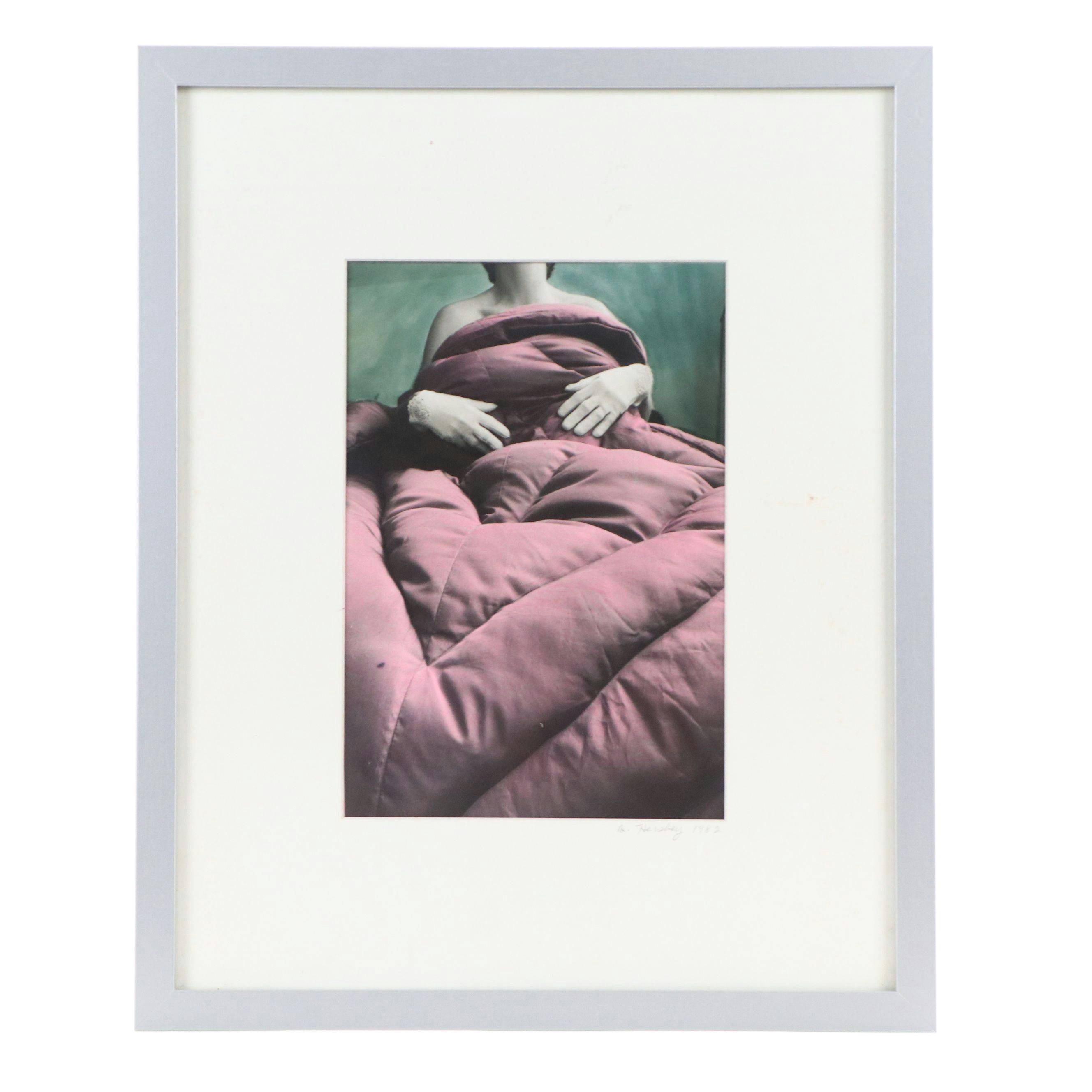 B. Hershey Hand-Tinted Silver Print Under Covers Portrait, 1982