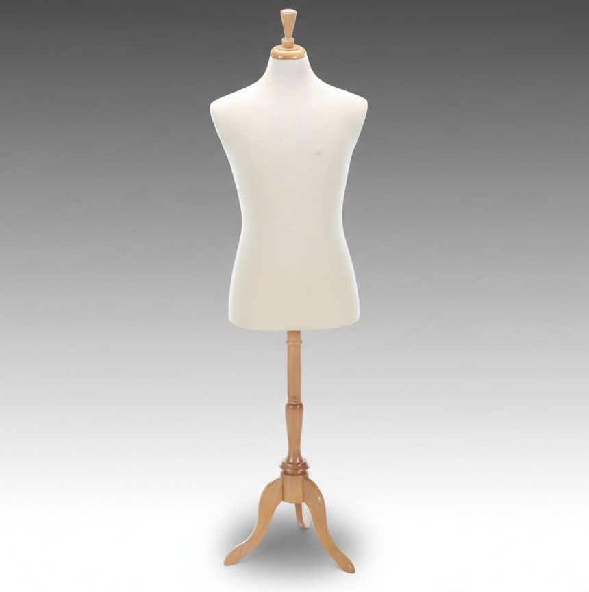 Soft Male Torso Mannequin on Adjustable Wood Stand