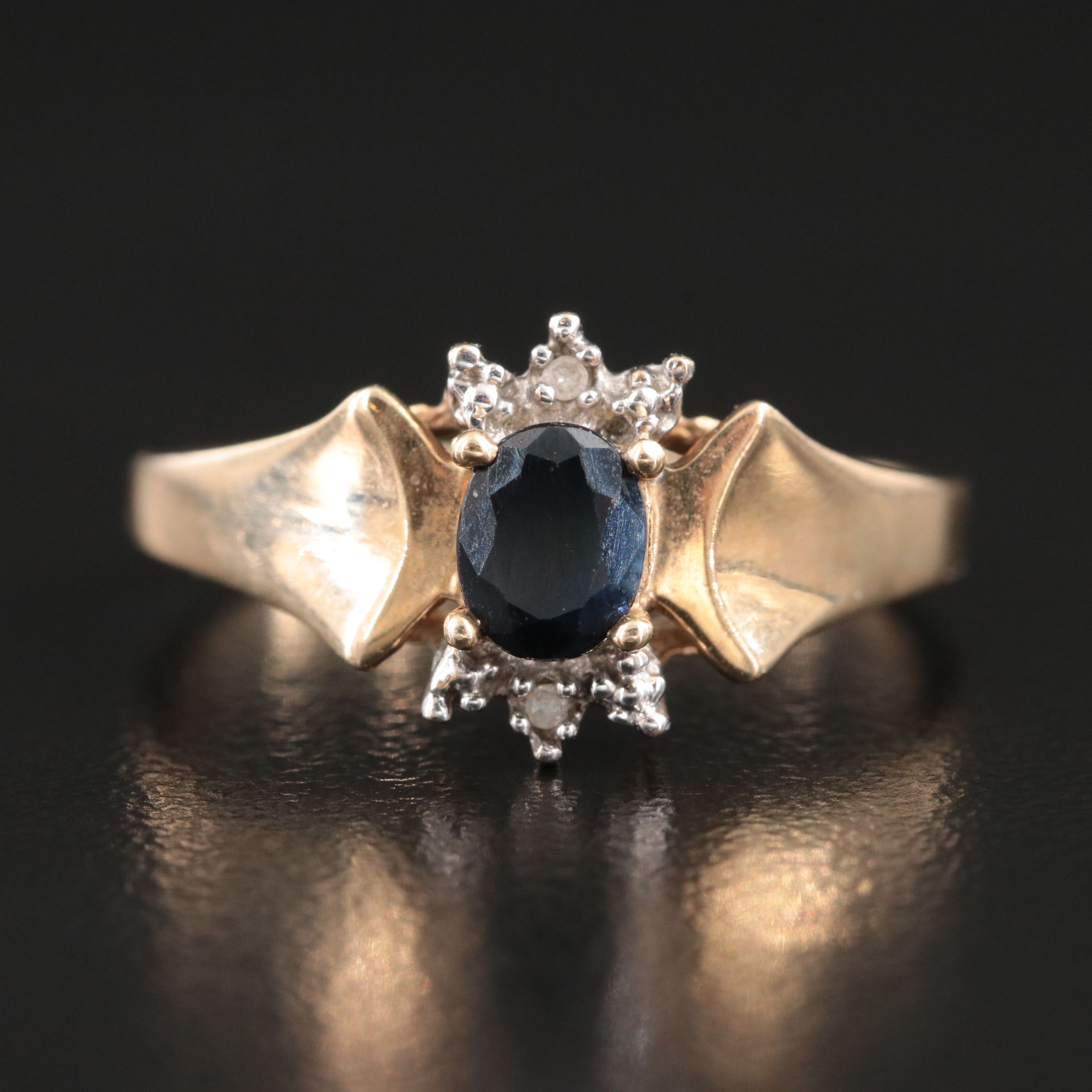 Vintage 10K Sapphire and Diamond Ring