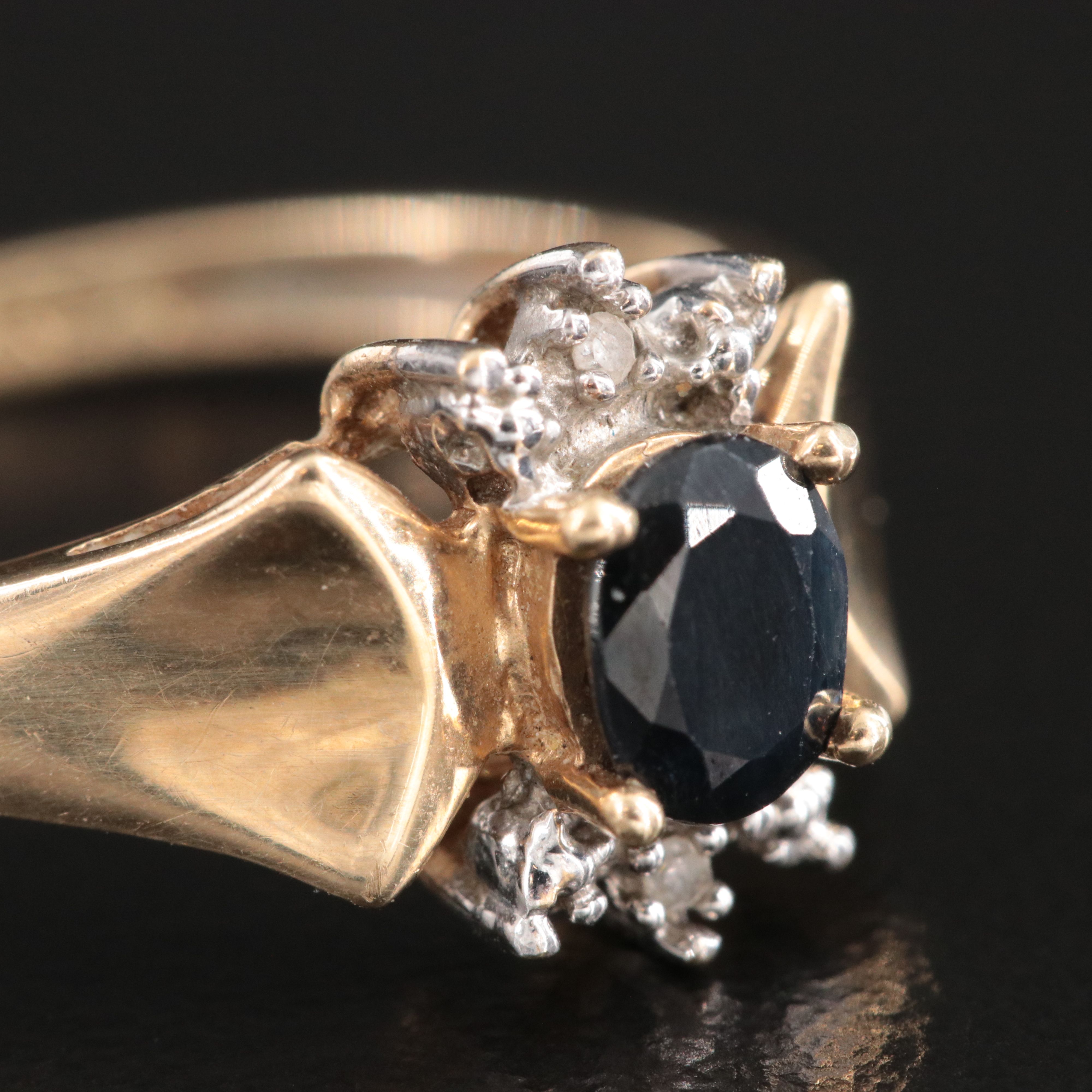 Vintage 10K Sapphire and Diamond Ring