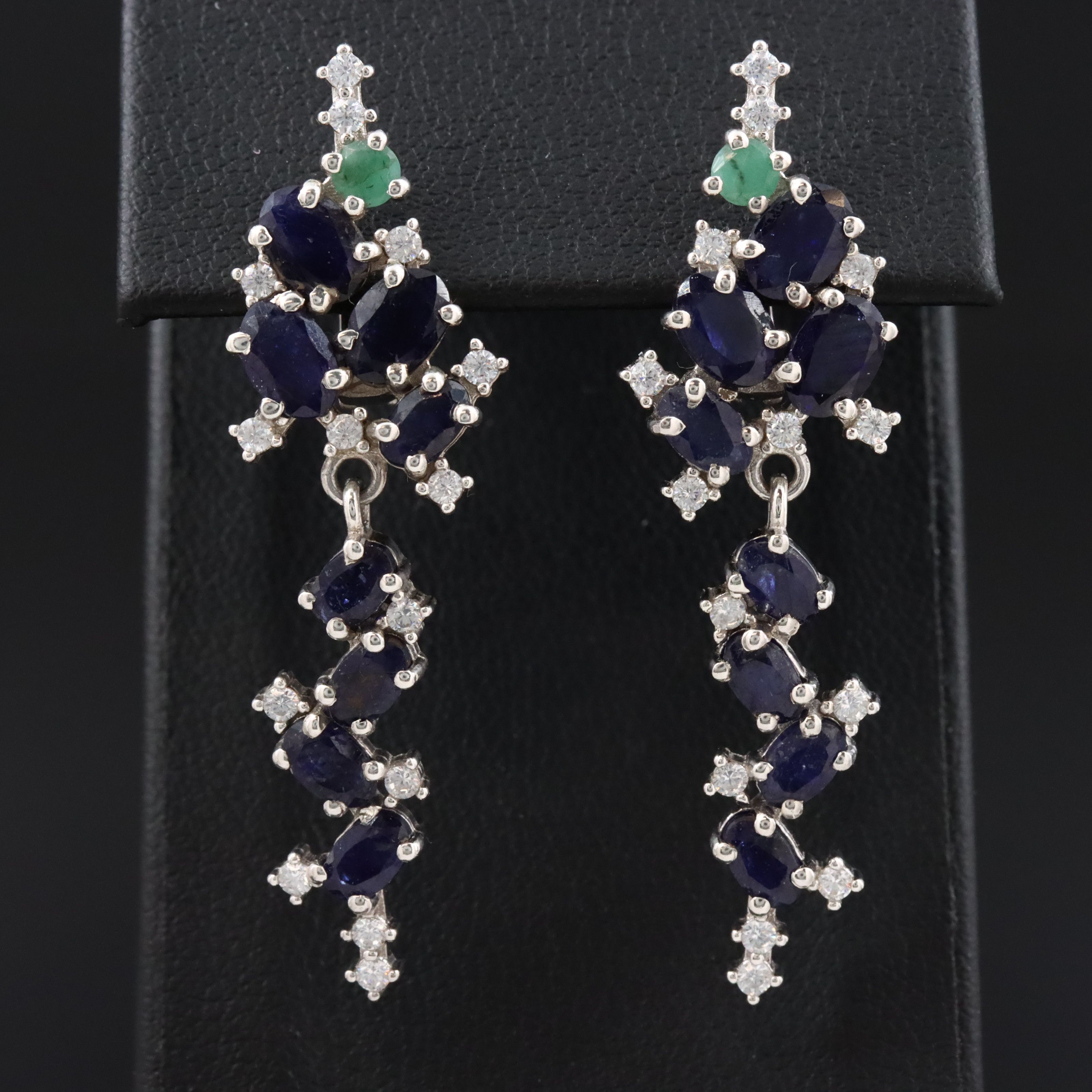 Sterling Filled Corundum and CZ Drop Earrings