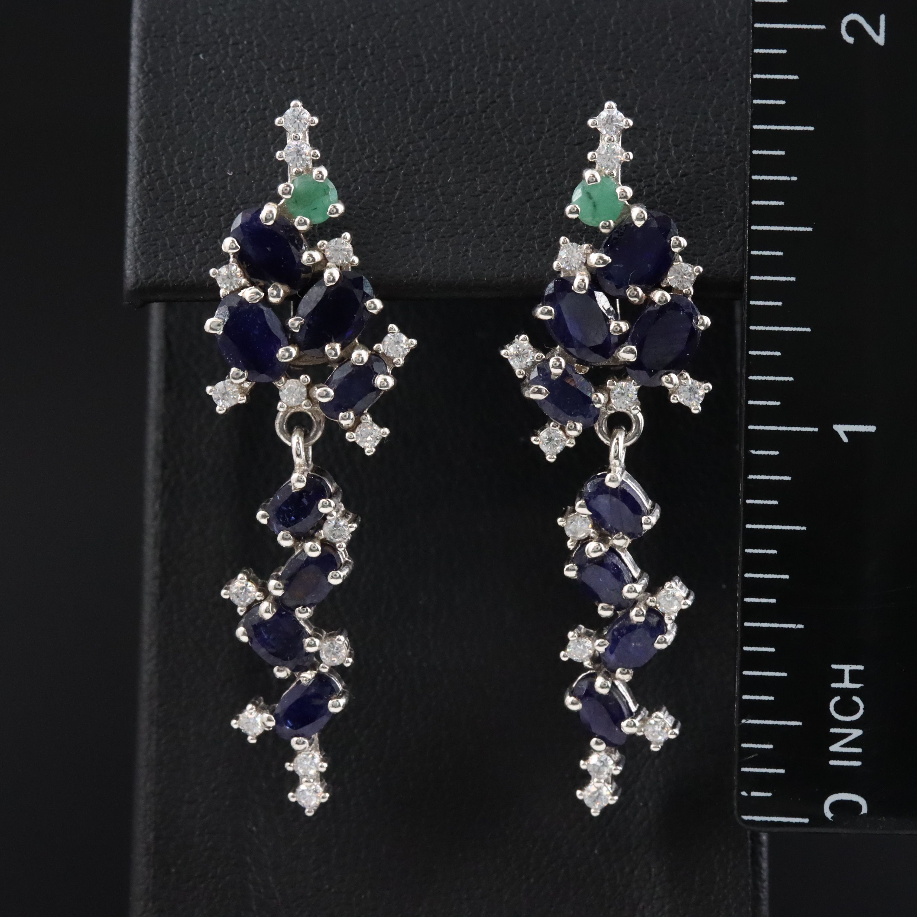 Sterling Filled Corundum and CZ Drop Earrings