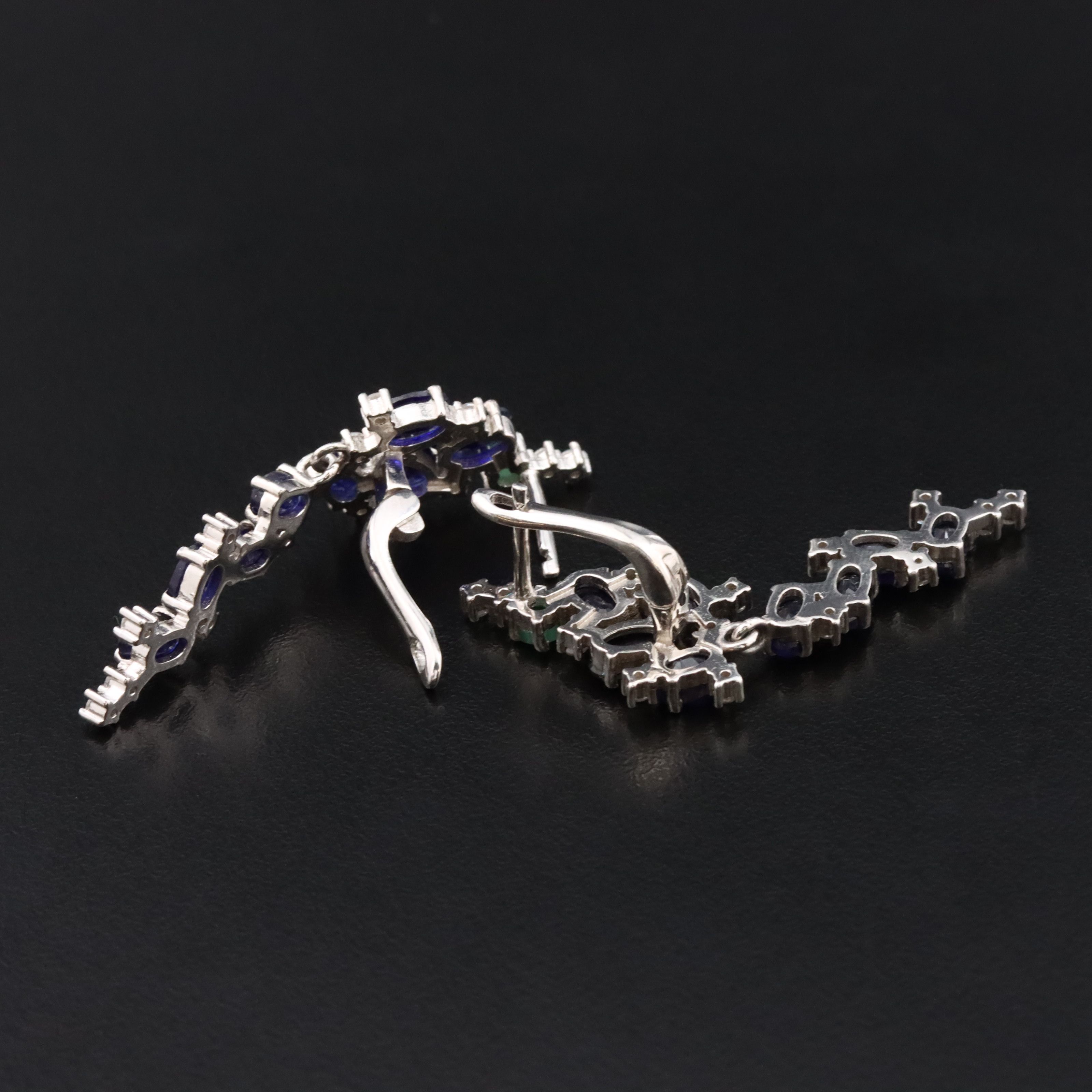 Sterling Filled Corundum and CZ Drop Earrings