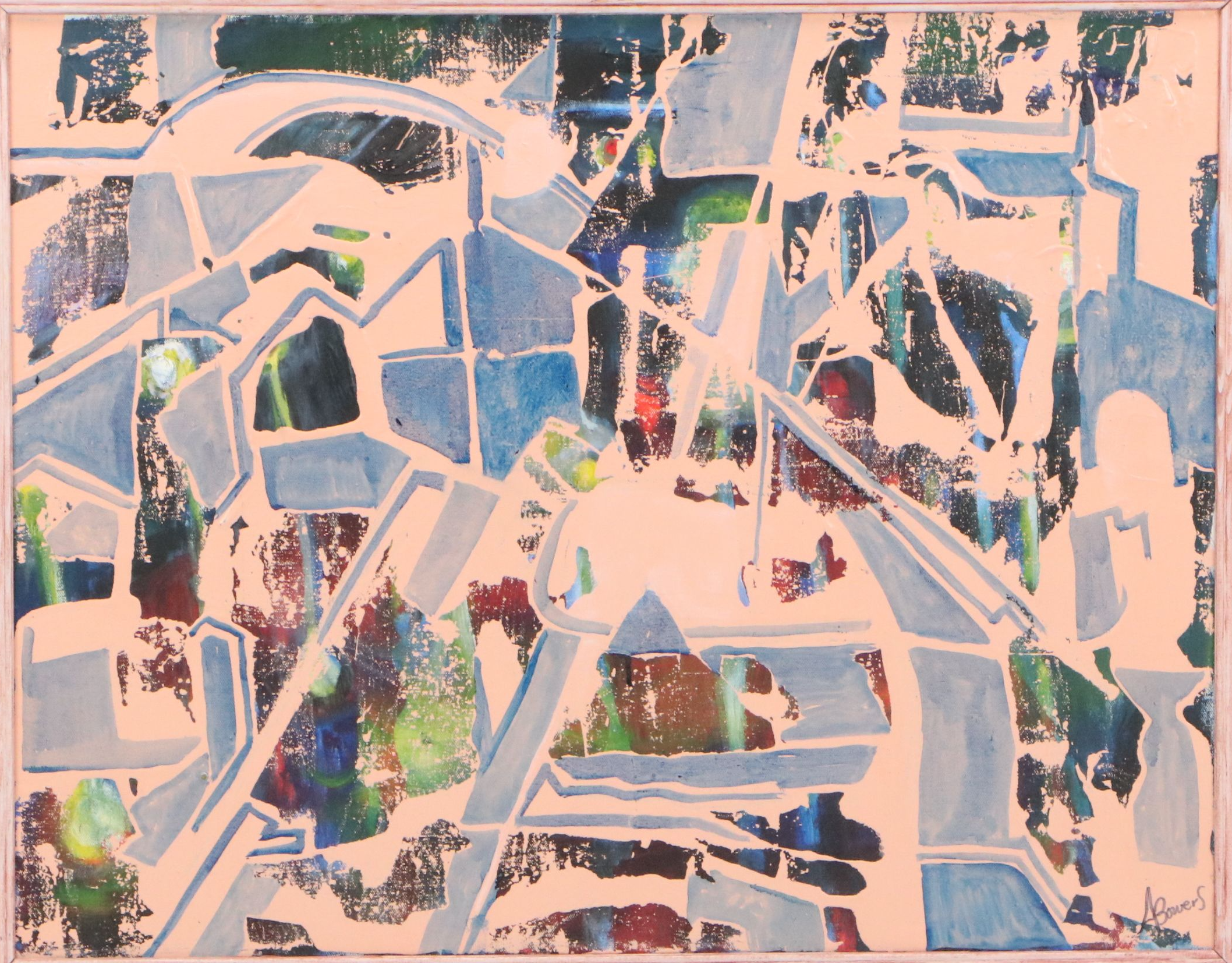 Ann Bowers Abstract Modernist Mixed Media Painting, 21st Century