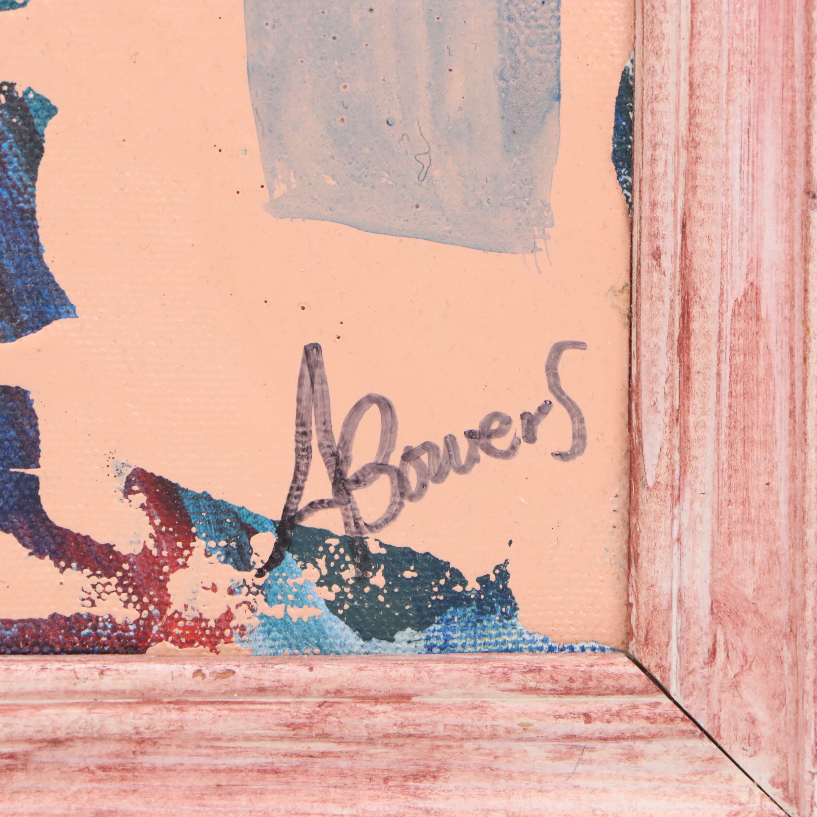 Ann Bowers Abstract Modernist Mixed Media Painting, 21st Century