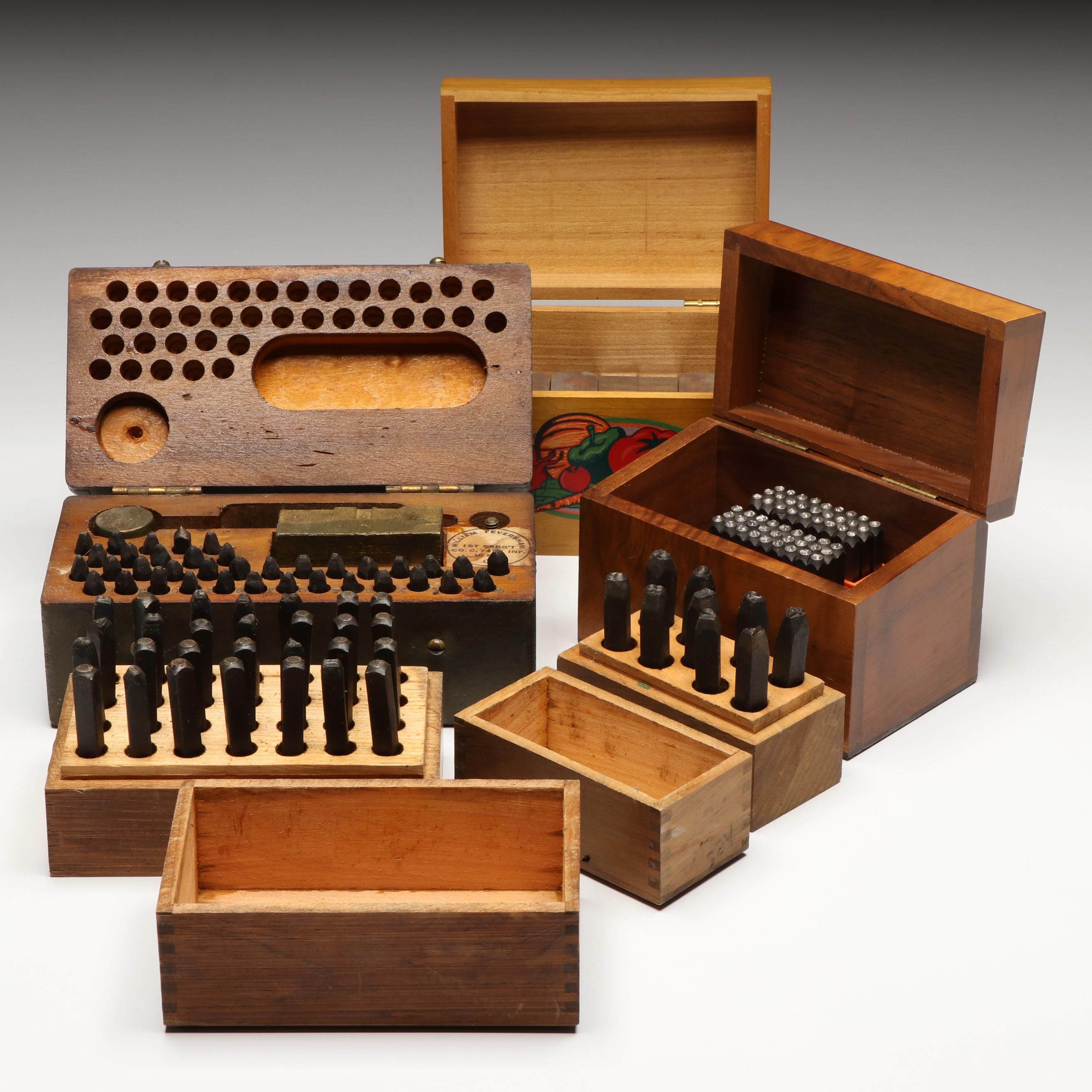 U.S. WWI Era Dog Tag Stamping Kit and More Stamp Sets, Early to Mid-20th Century