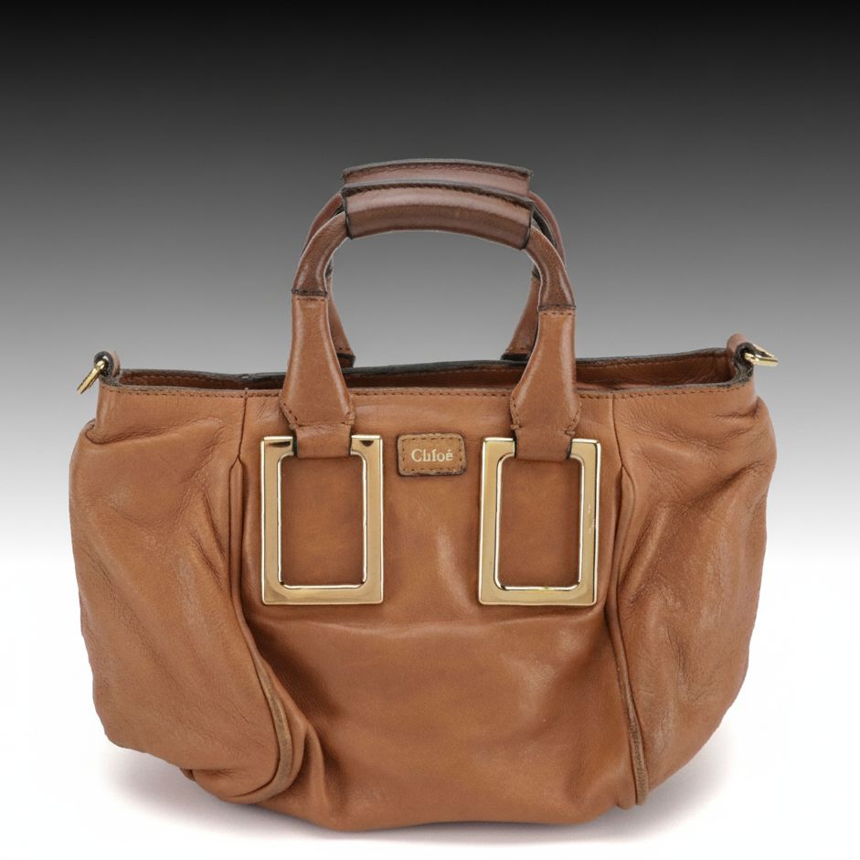 Chloé Mini Ethel Two-Way Satchel in Brown Calfskin Leather