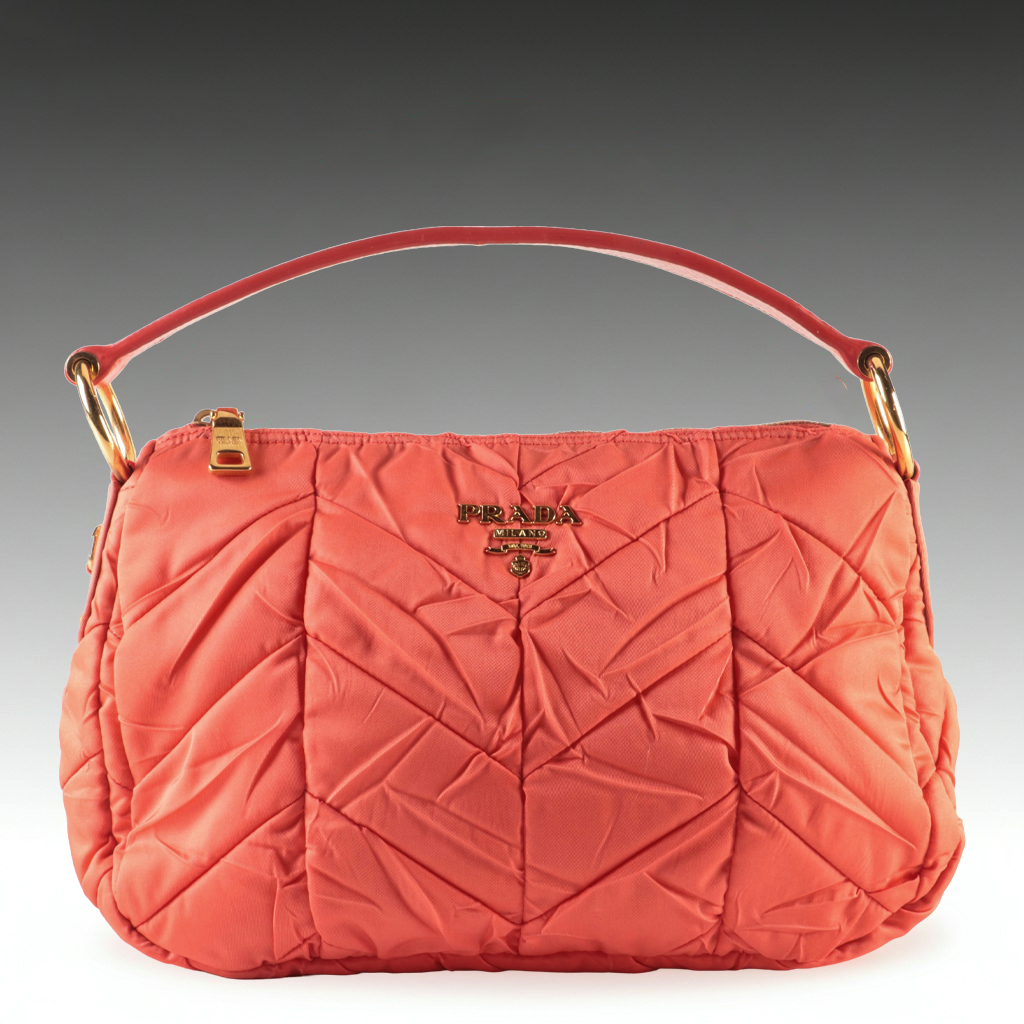 Prada Shoulder Bag in Orange Quilted Tessuto Nylon and Leather