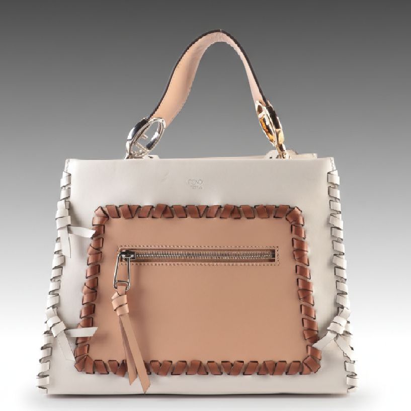 Fendi Runaway Whipstitch Leather Tote Bag