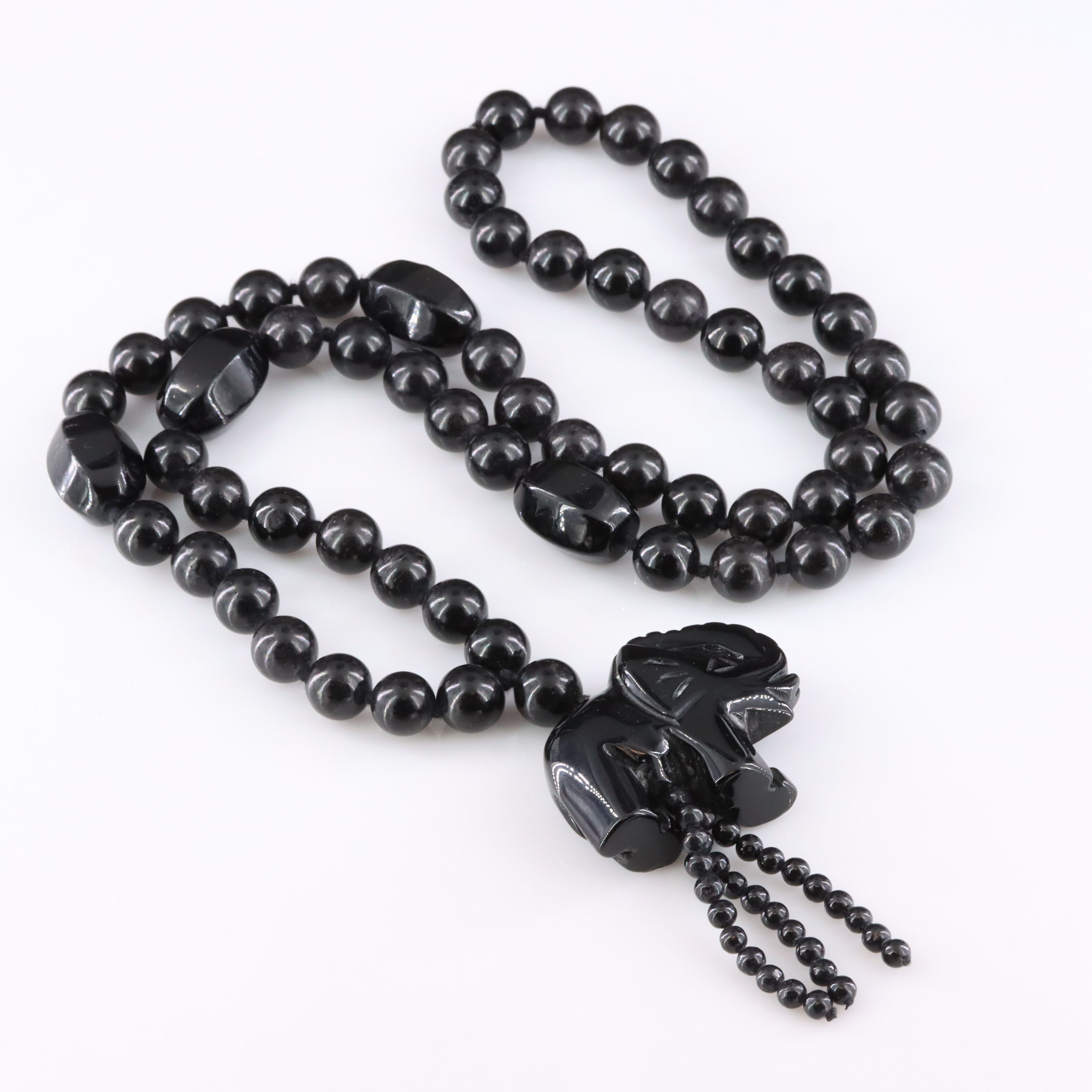 Black Onyx Lucky Elephant Necklace