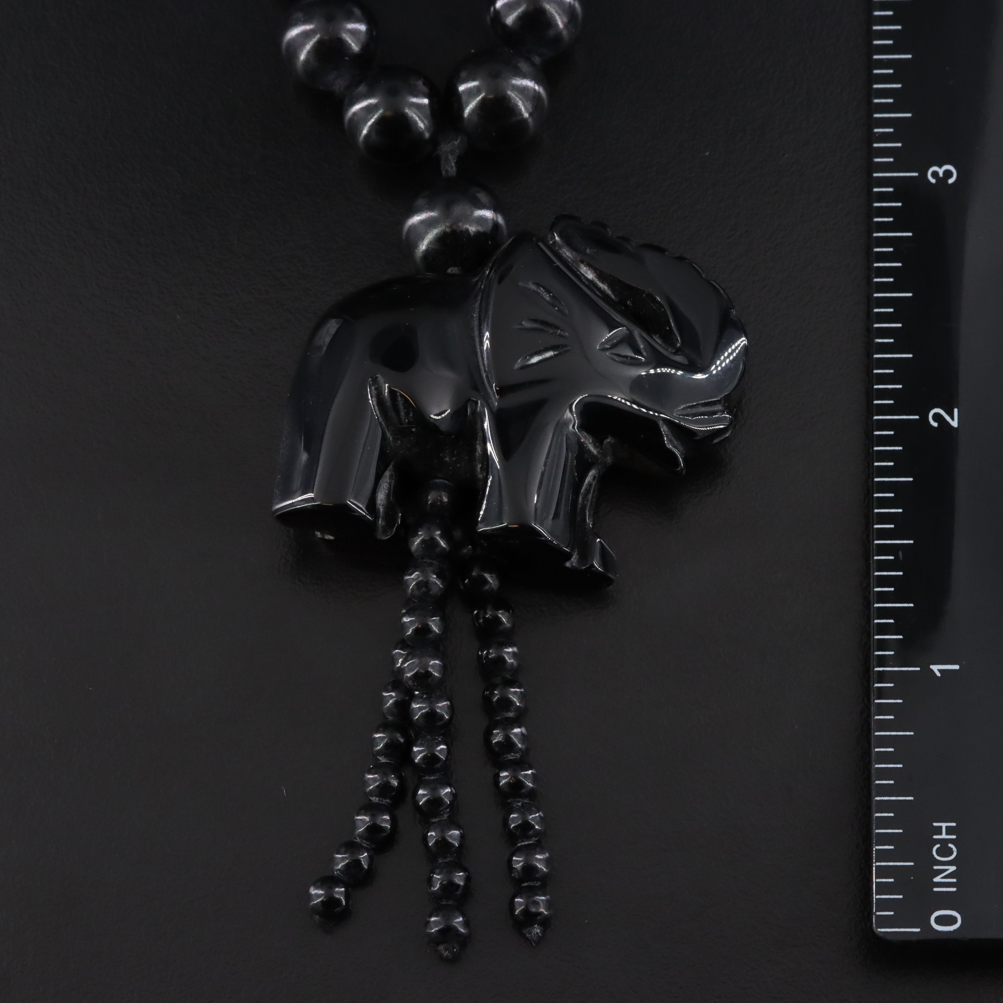 Black Onyx Lucky Elephant Necklace
