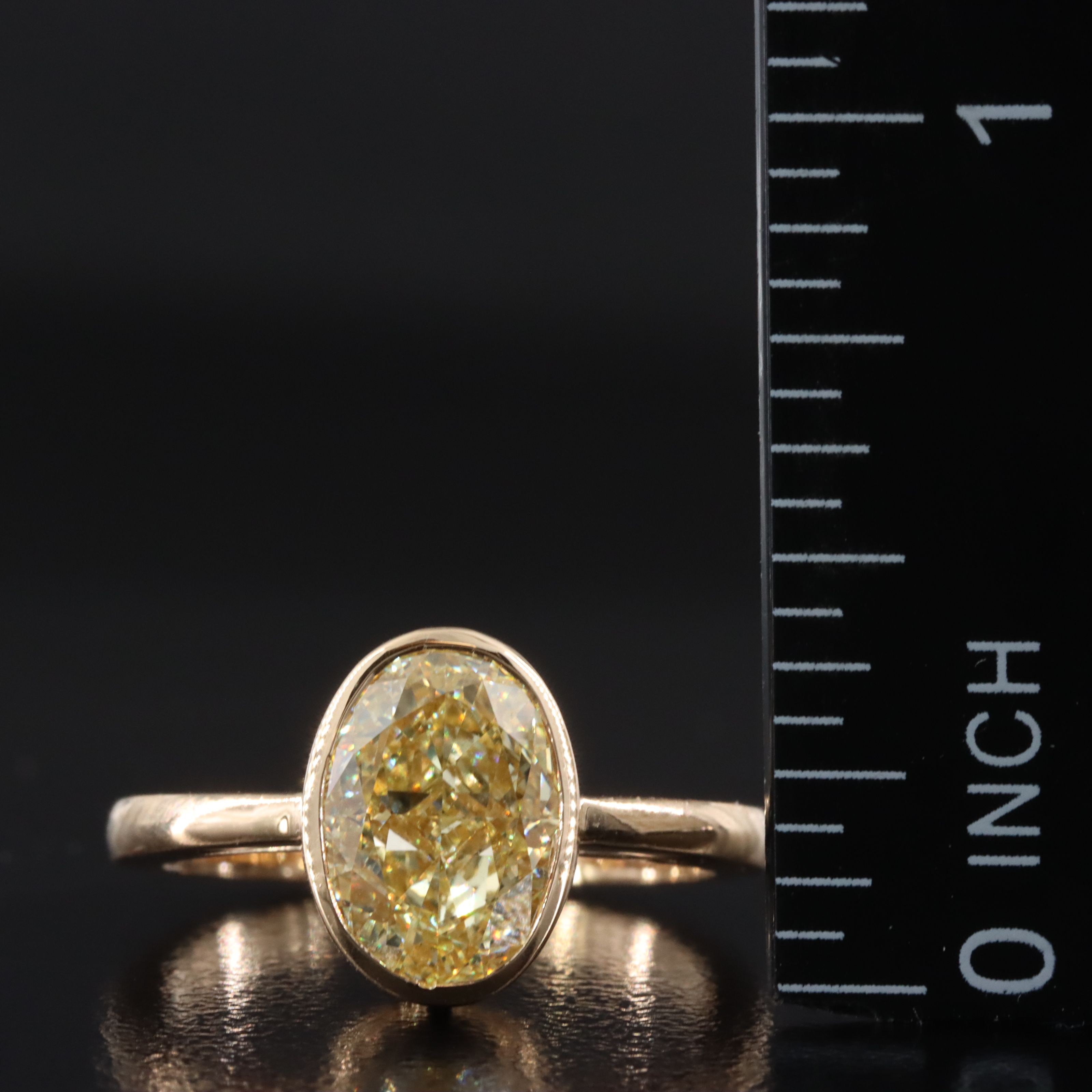 18K 3.02 CT Fancy Yellow Lab Grown Diamond Solitaire Ring with IGI Report