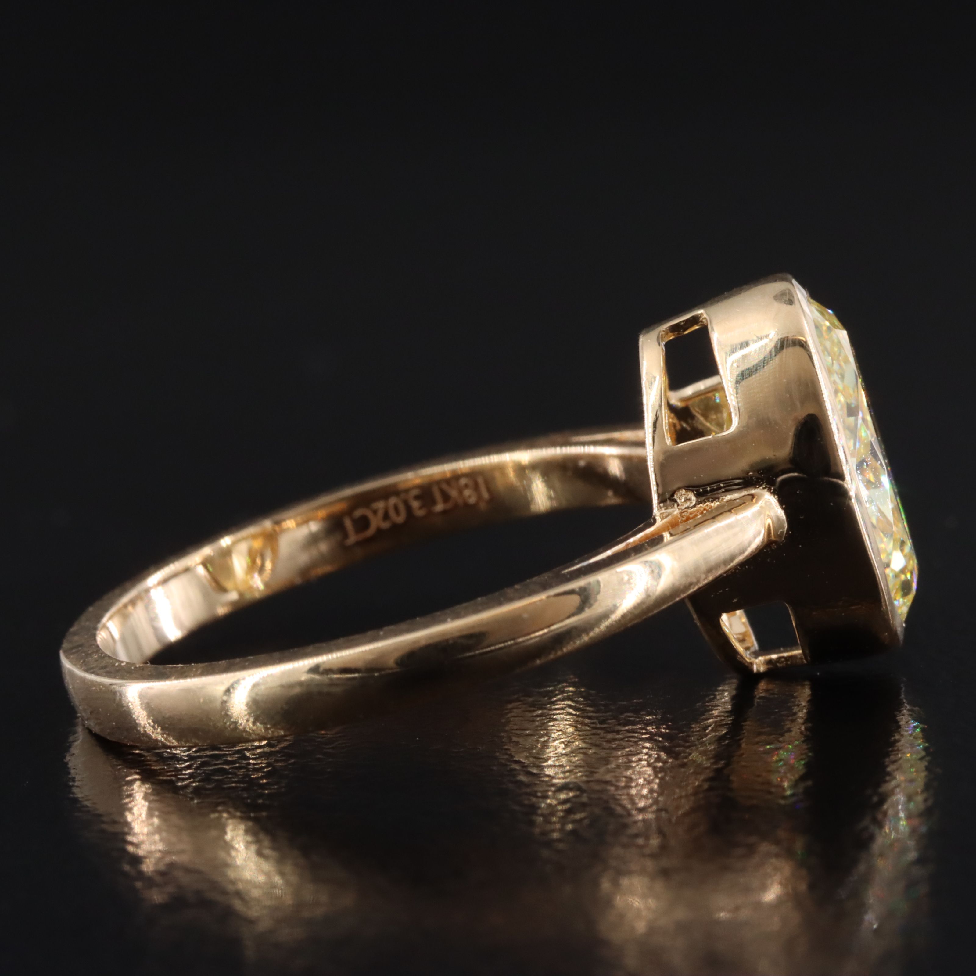 18K 3.02 CT Fancy Yellow Lab Grown Diamond Solitaire Ring with IGI Report