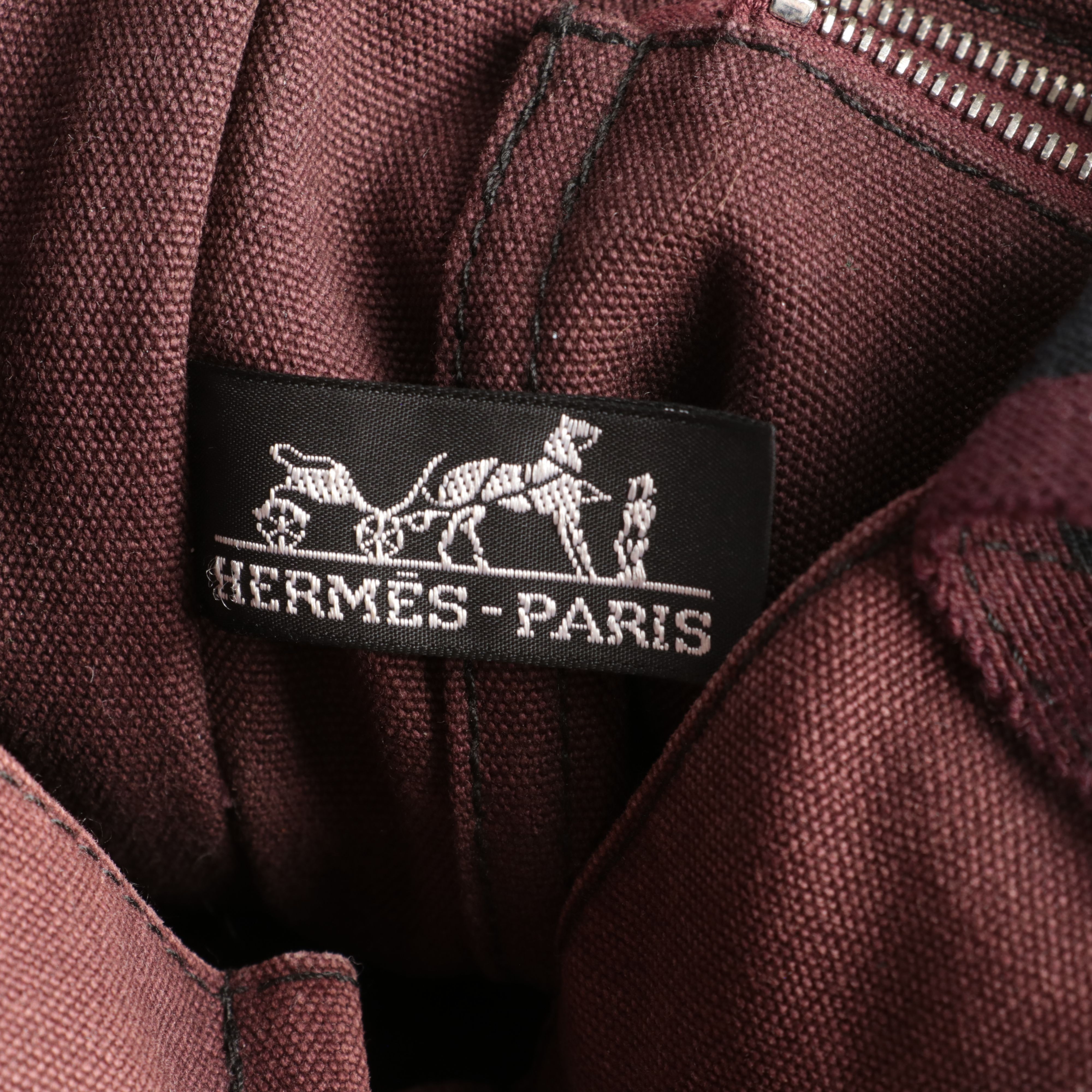 Hermès Fourre-Tout PM Tote Bag in Black and Burgundy Canvas