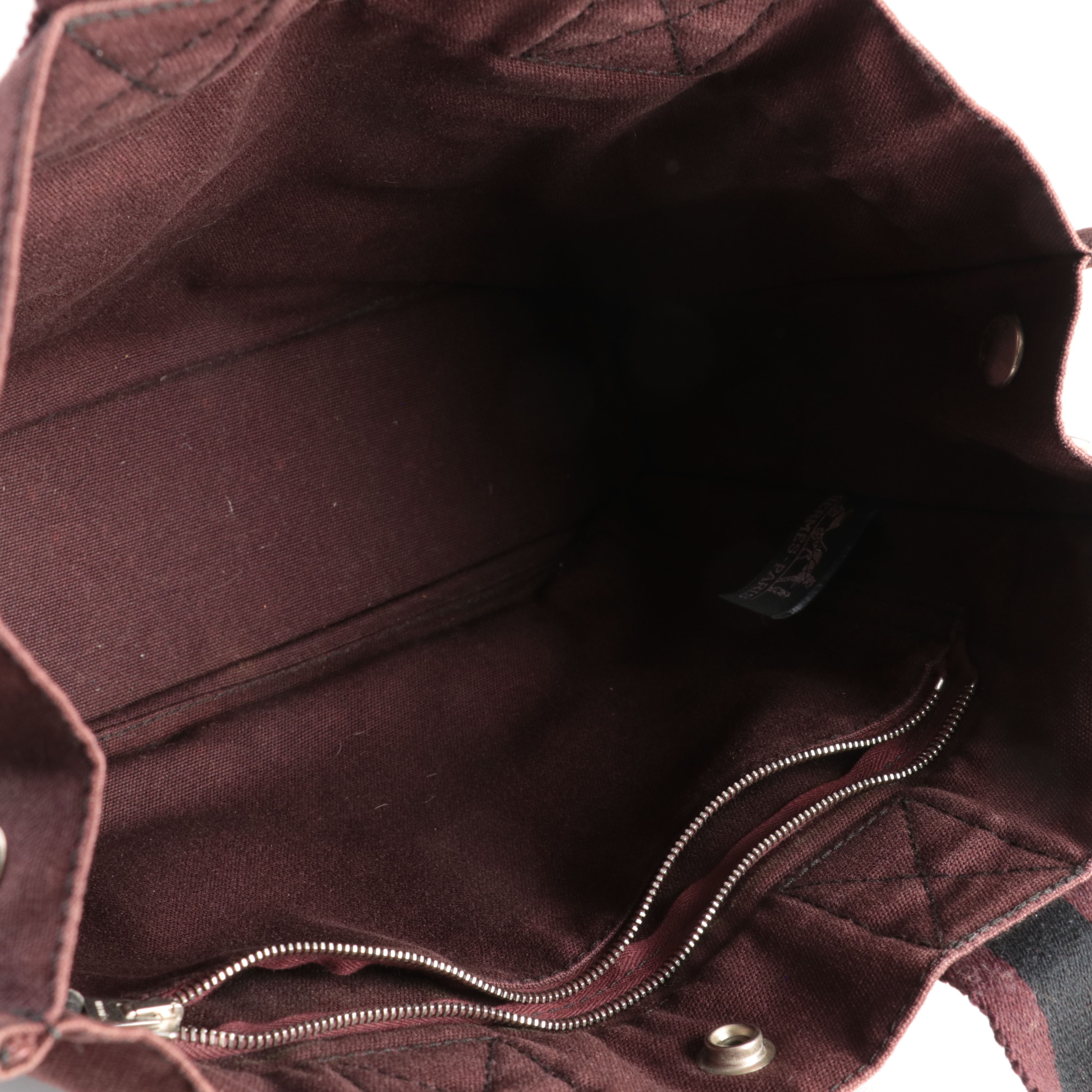 Hermès Fourre-Tout PM Tote Bag in Black and Burgundy Canvas