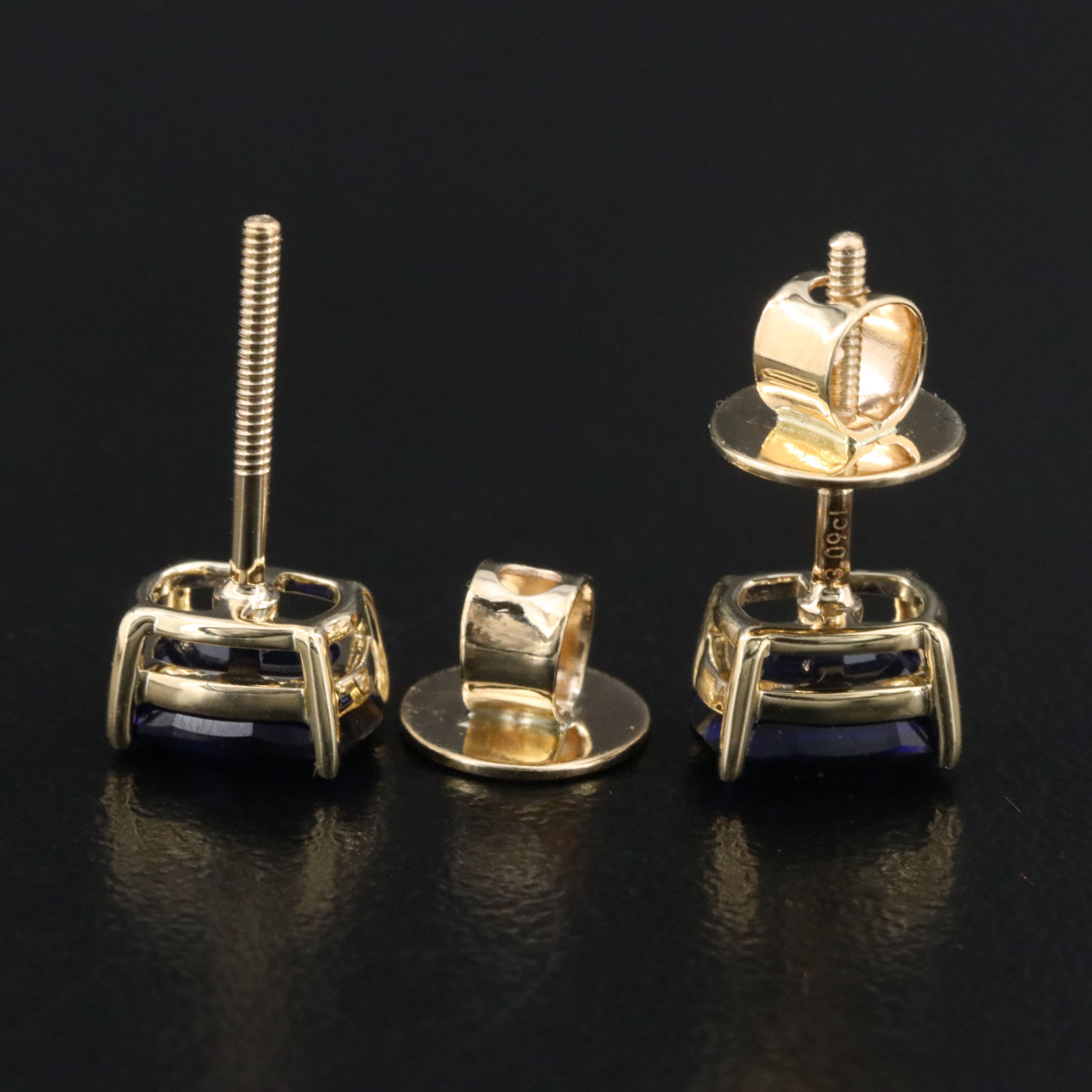 14K 3.09 CTW Lab Grown Sapphire Stud Earrings