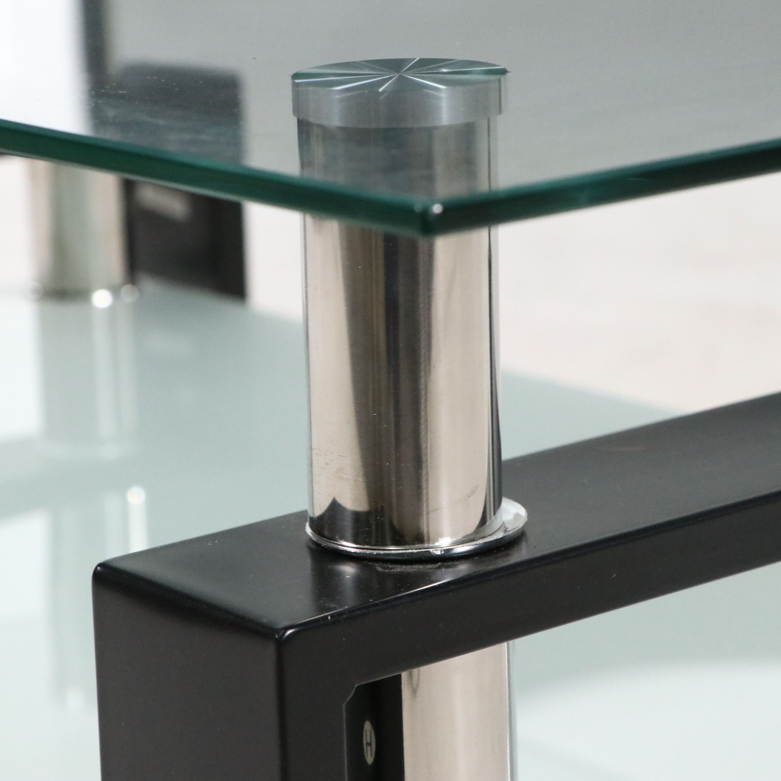 Contemporary Modern Two-Tiered Glass Coffee Table