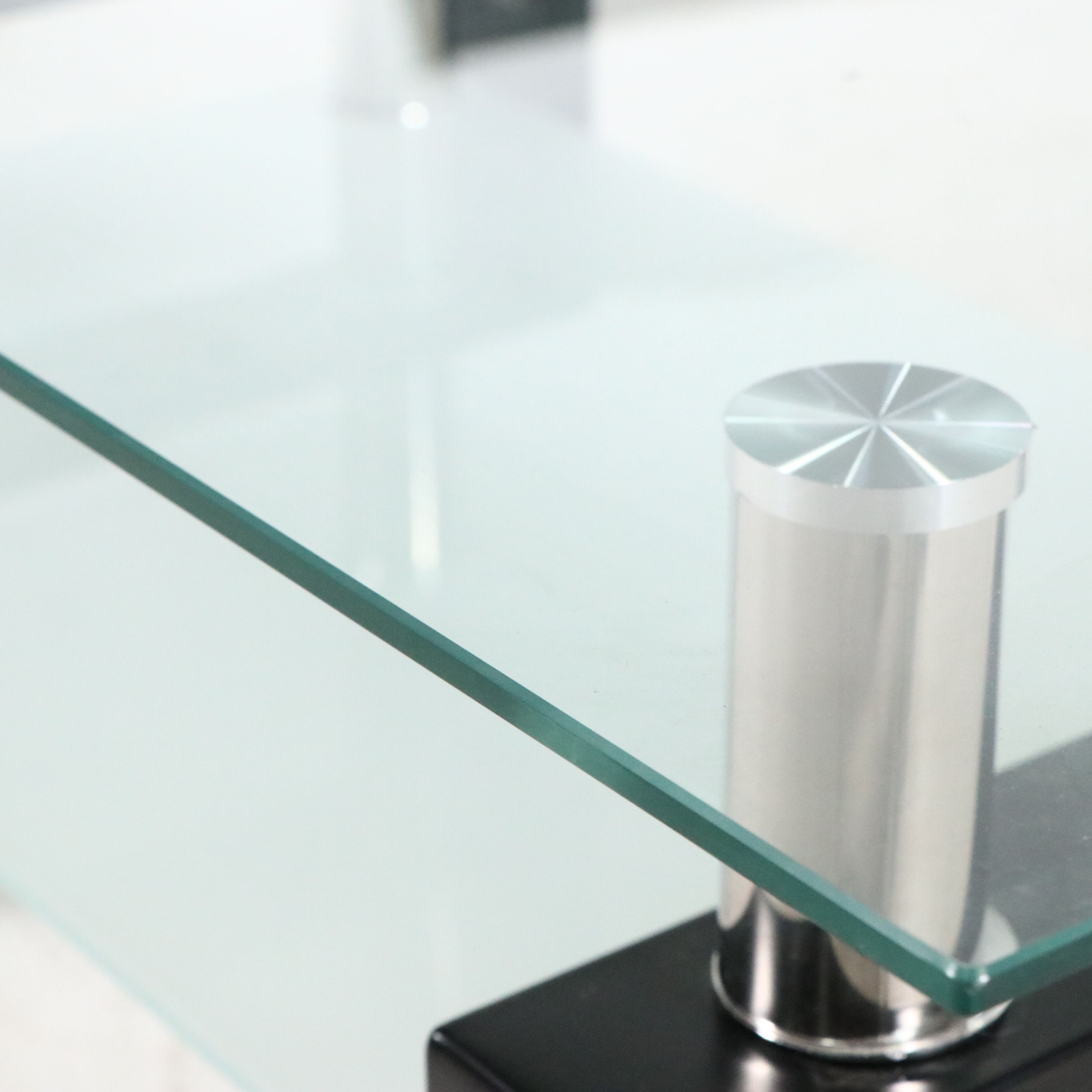 Contemporary Modern Two-Tiered Glass Coffee Table