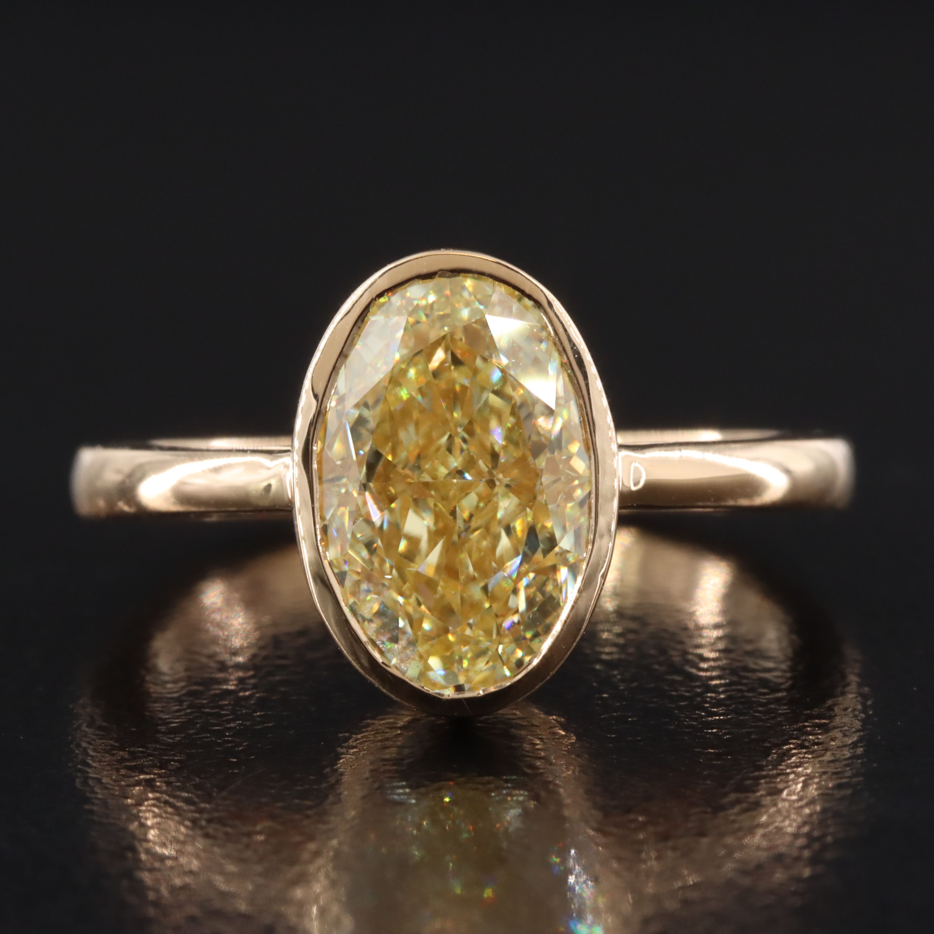 18K 3.01 CT Fancy Yellow Lab Grown Diamond Solitaire Ring with IGI Report