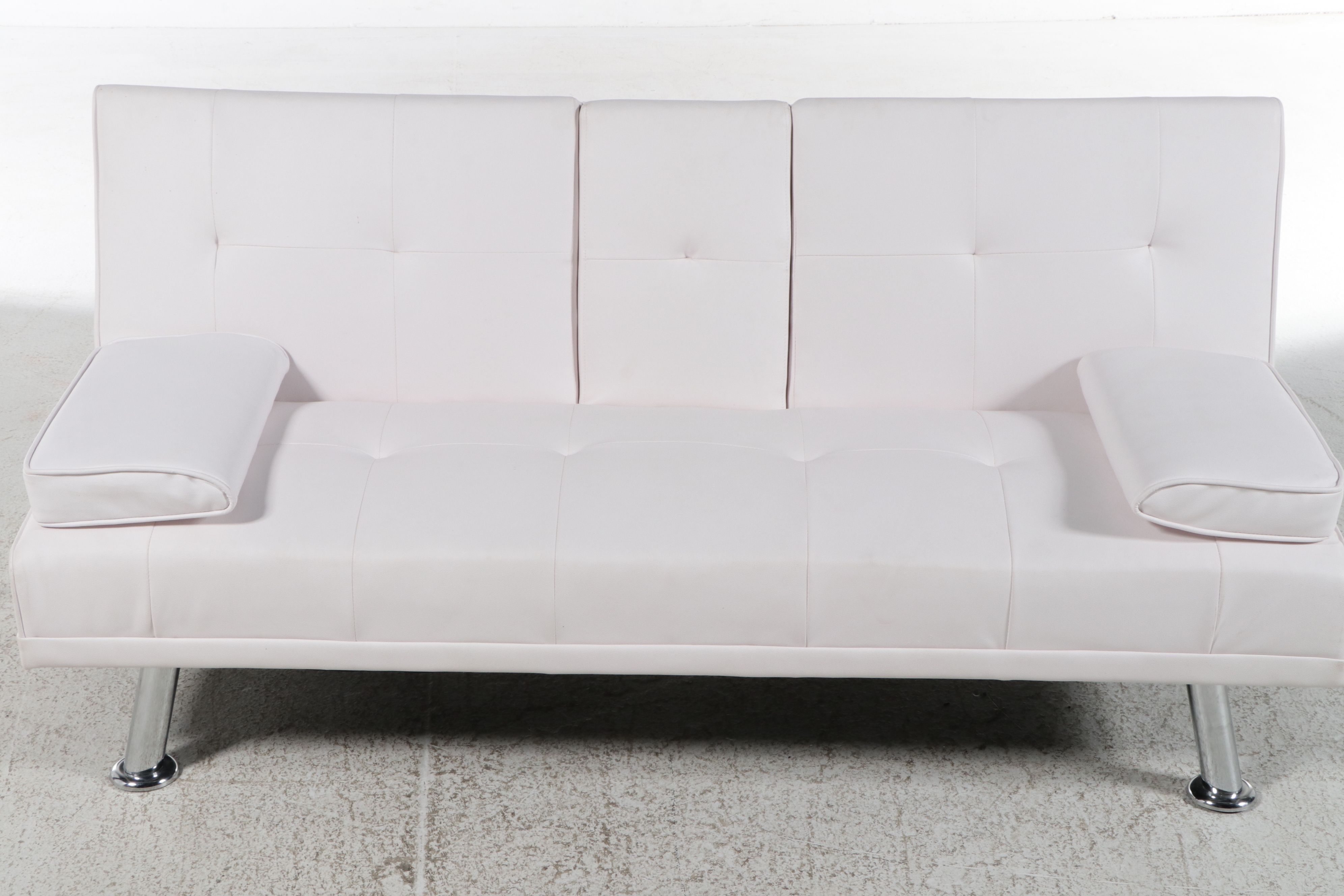 Contemporary Modern Faux Leather Convertible Sofa