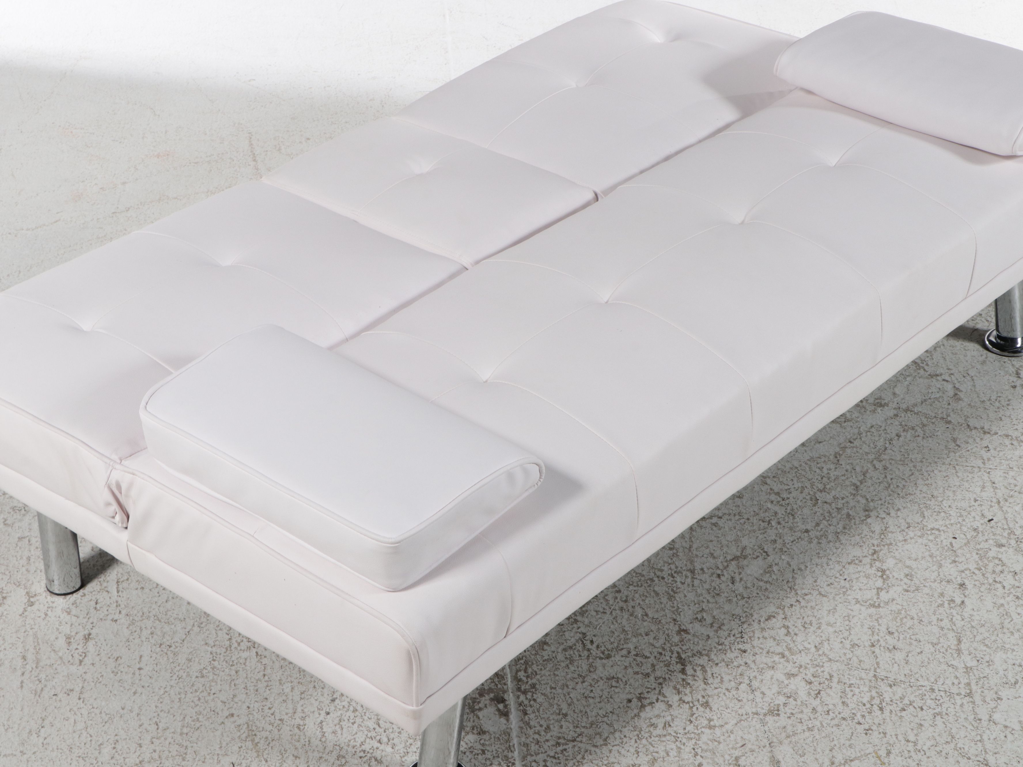 Contemporary Modern Faux Leather Convertible Sofa