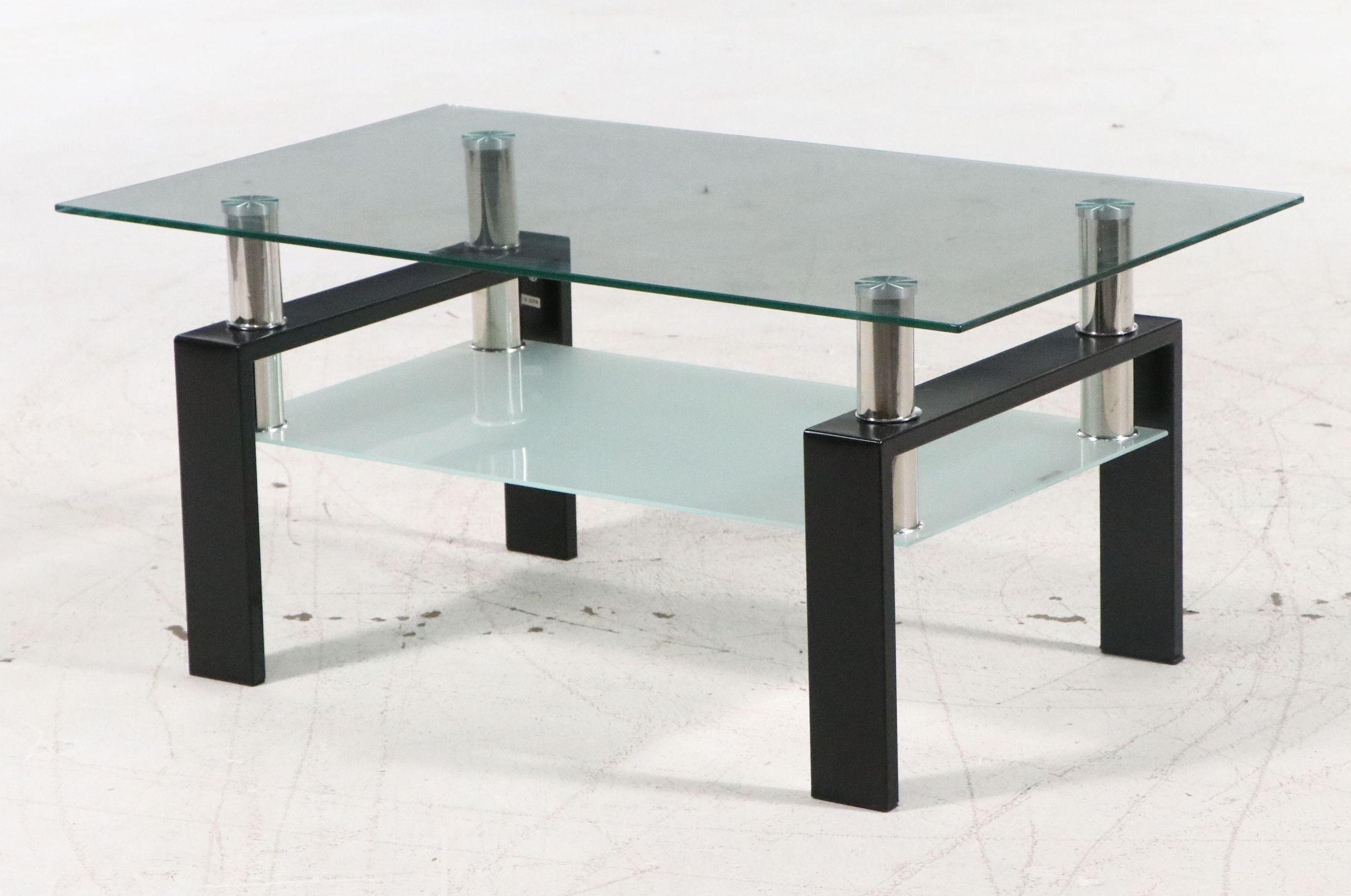 Contemporary Modern Two-Tiered Glass Coffee Table