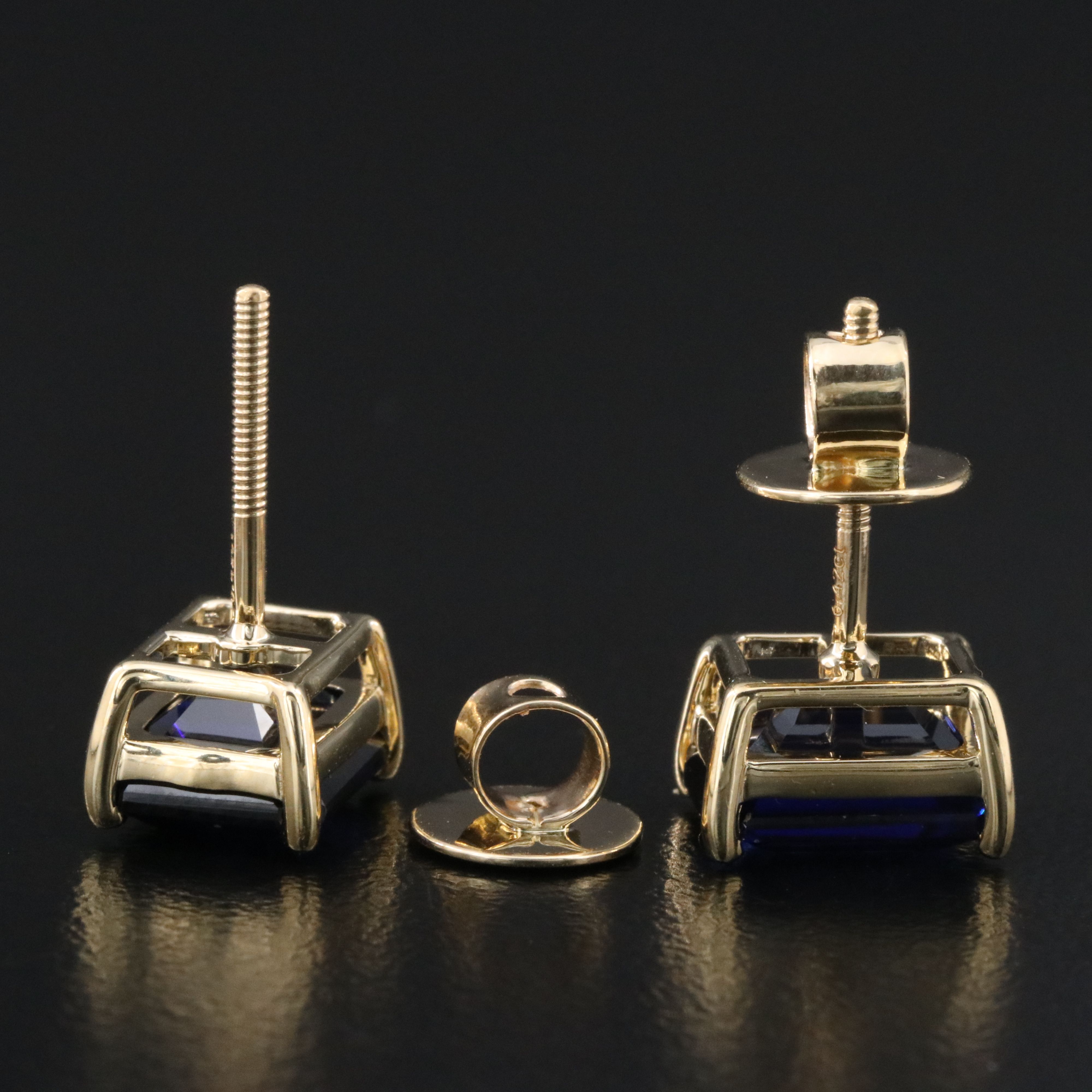 14K 6.42 CTW Lab Grown Sapphire Stud Earrings