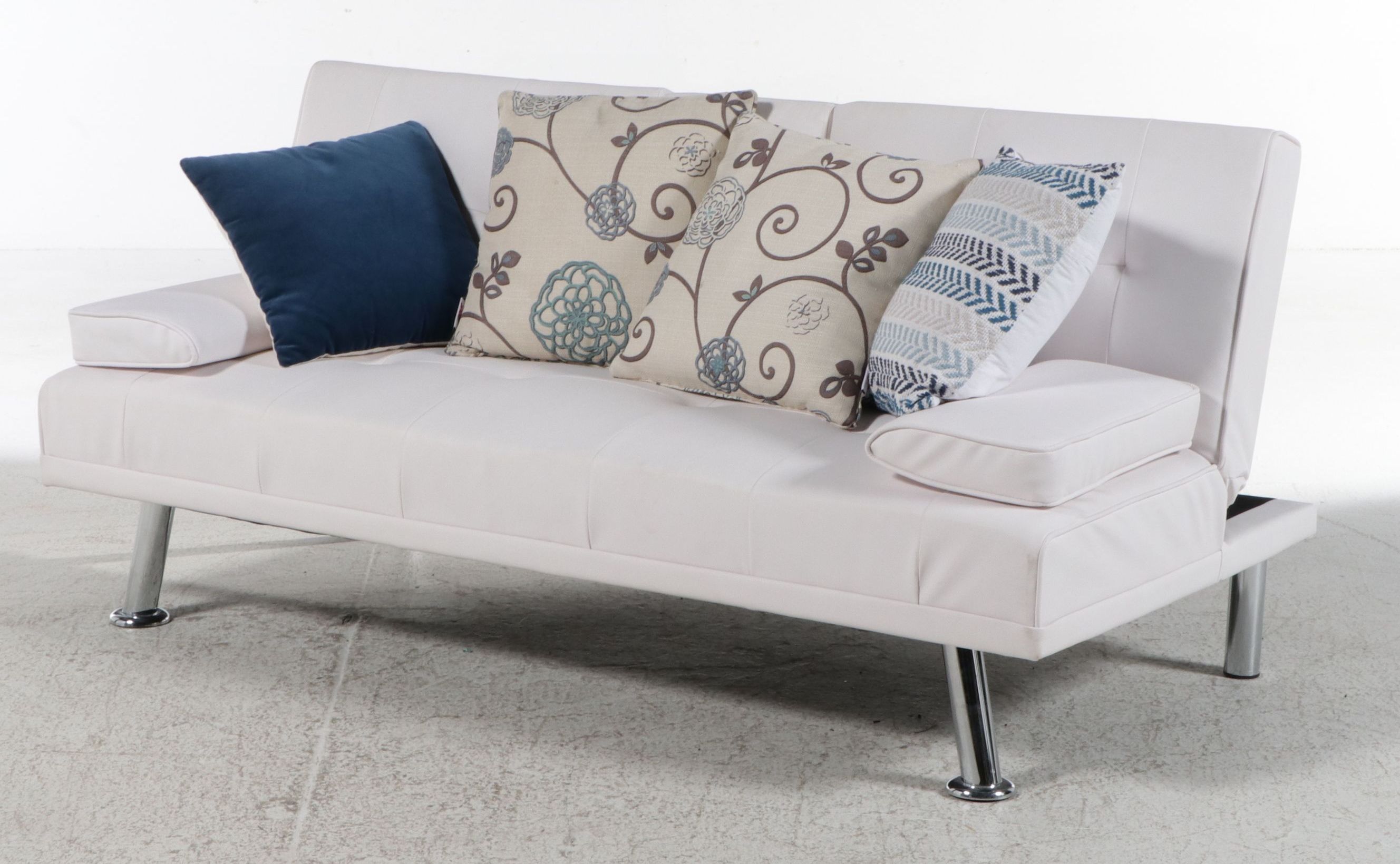 Contemporary Modern Faux Leather Convertible Sofa