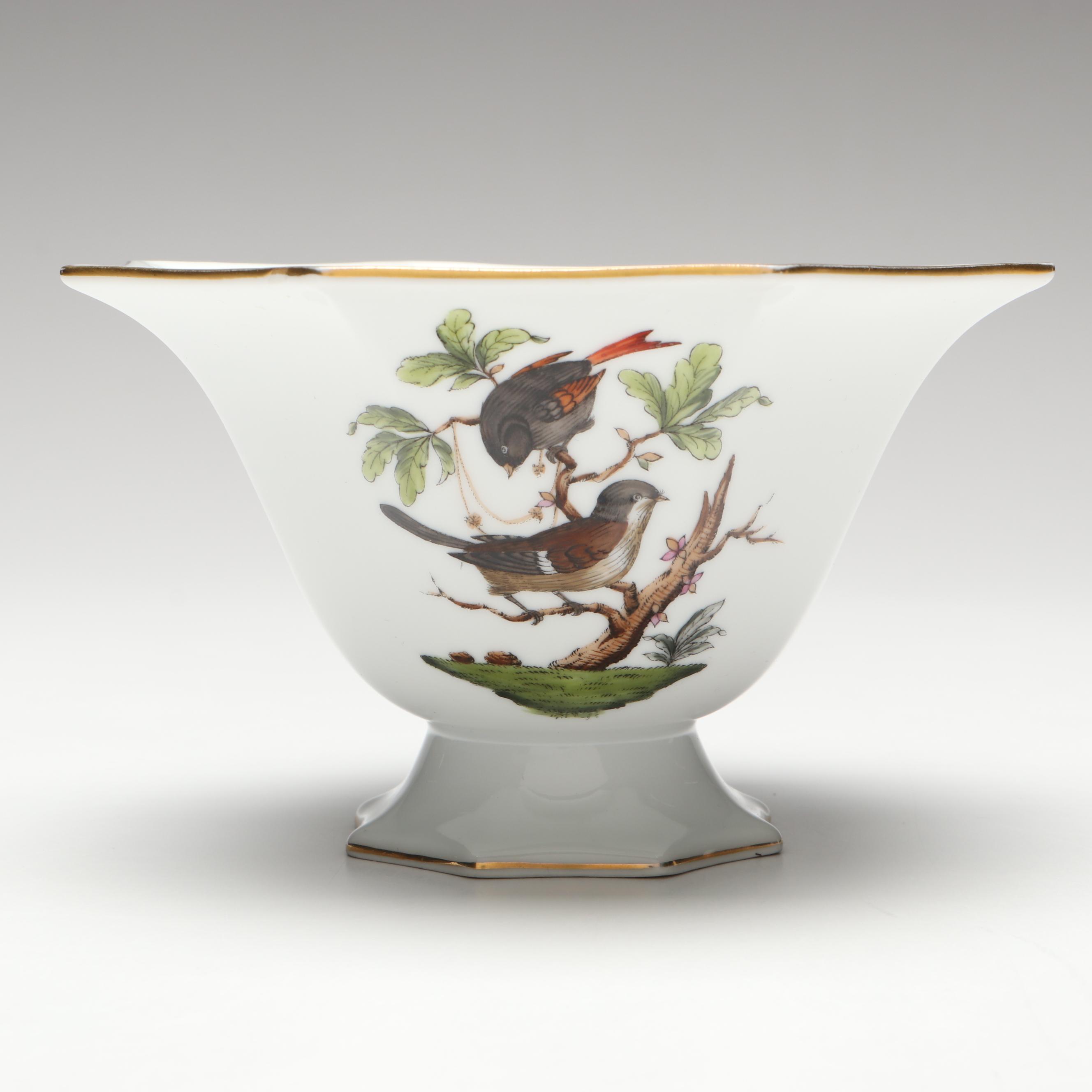 Herend "Rothschild Bird" Hand-Painted Porcelain Footed Bowl