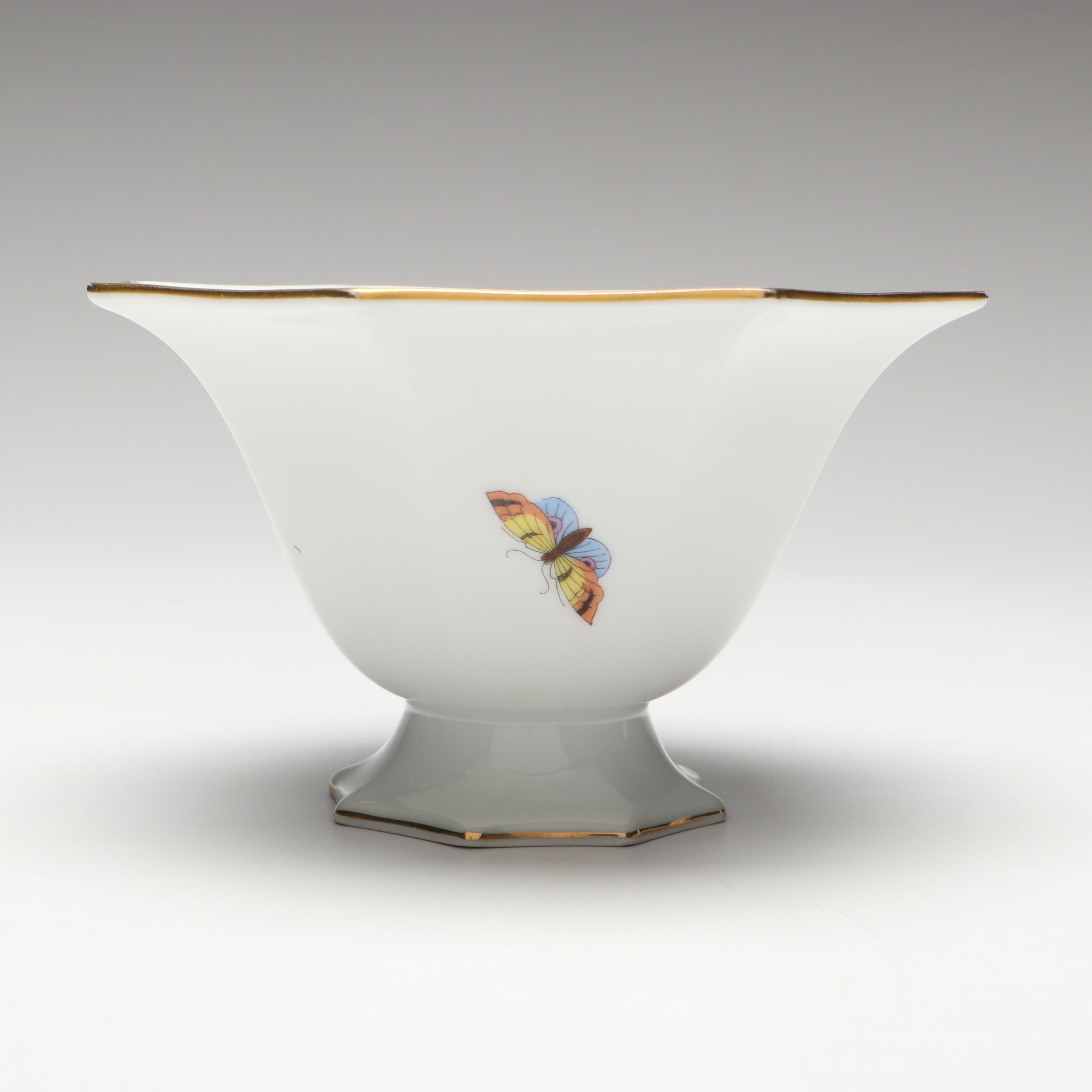 Herend "Rothschild Bird" Hand-Painted Porcelain Footed Bowl